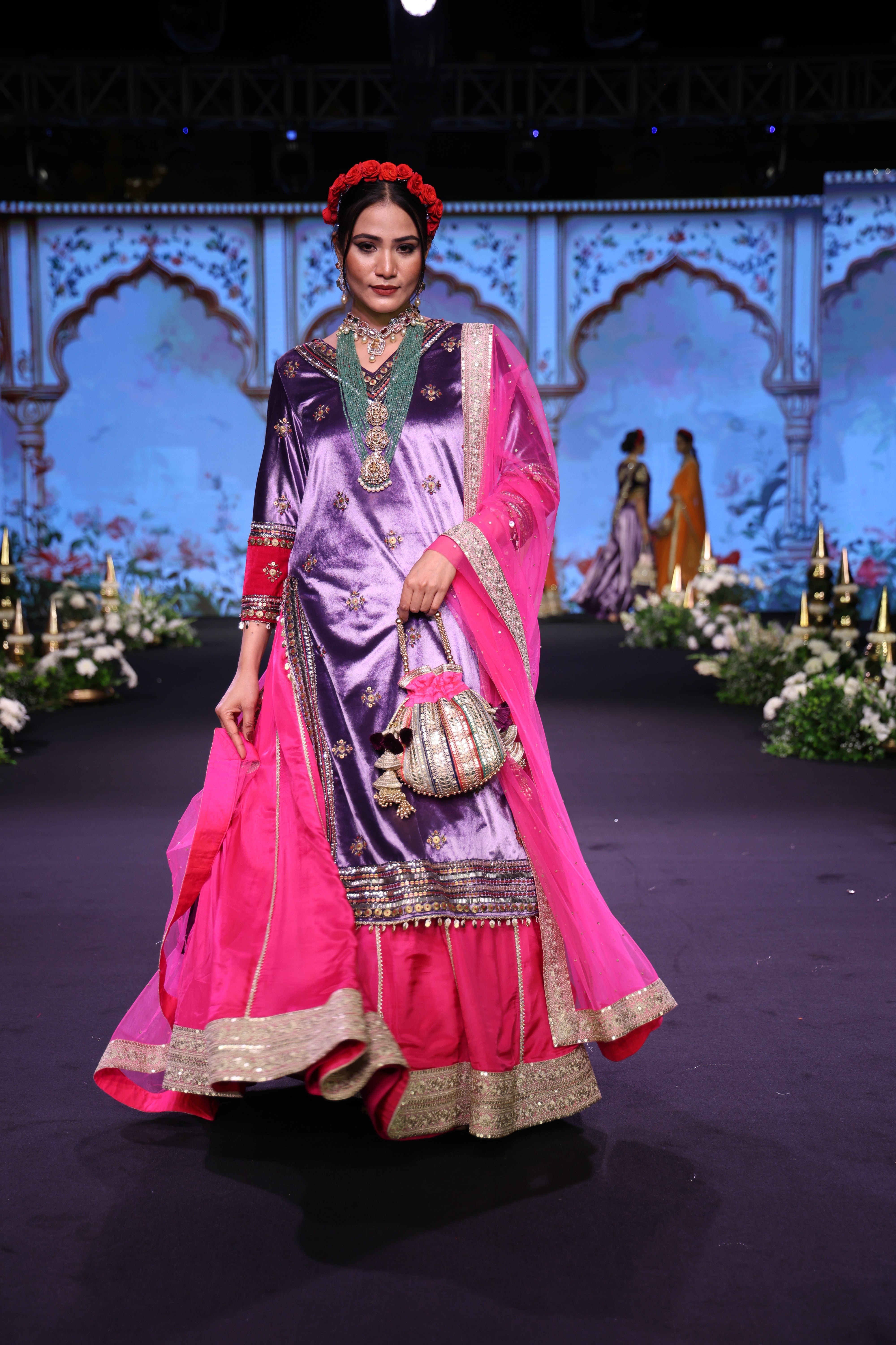 Two toned embroidered lehenga set