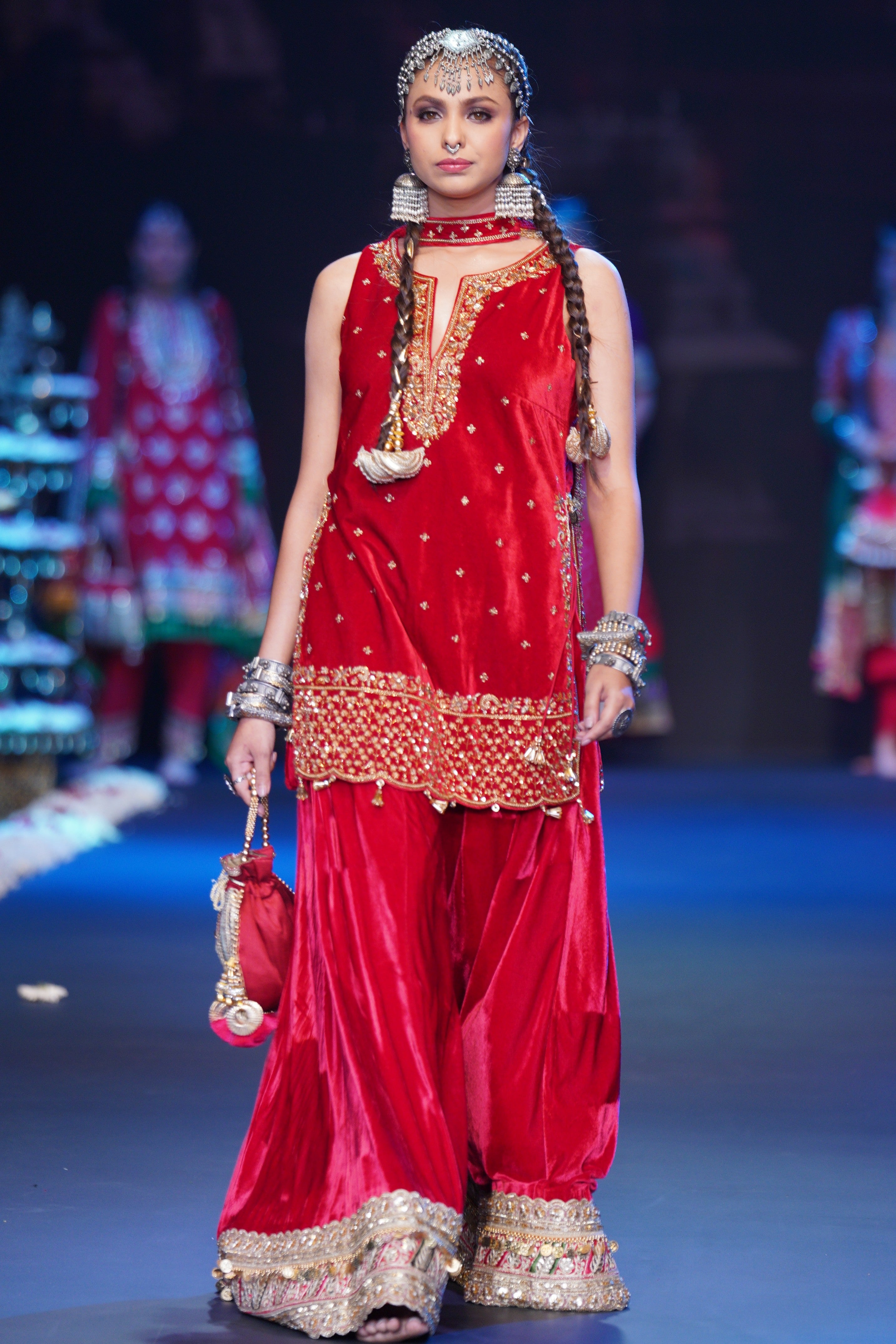 Tirupati inspired red palazzo set