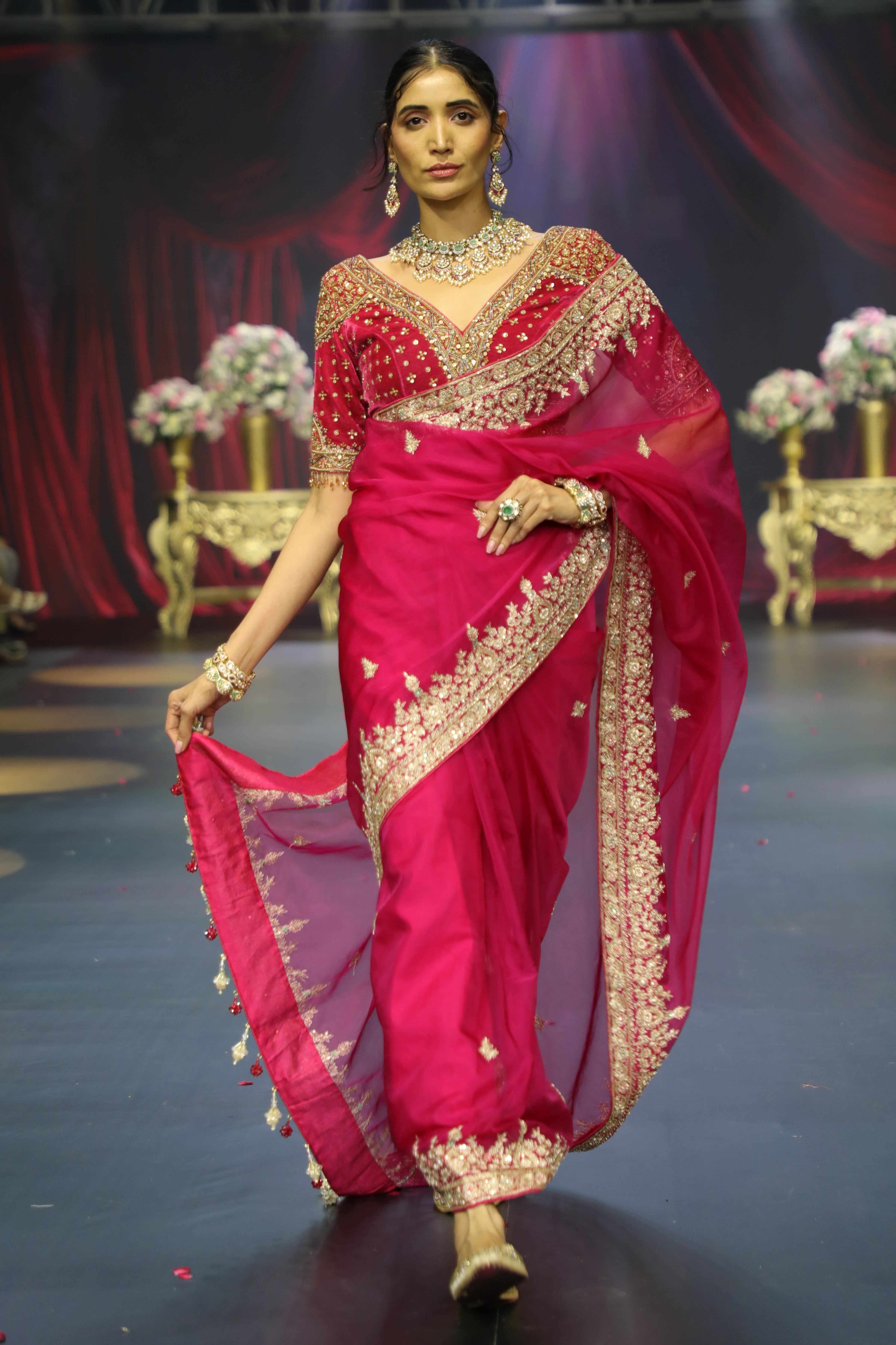 Pink Organza Saree