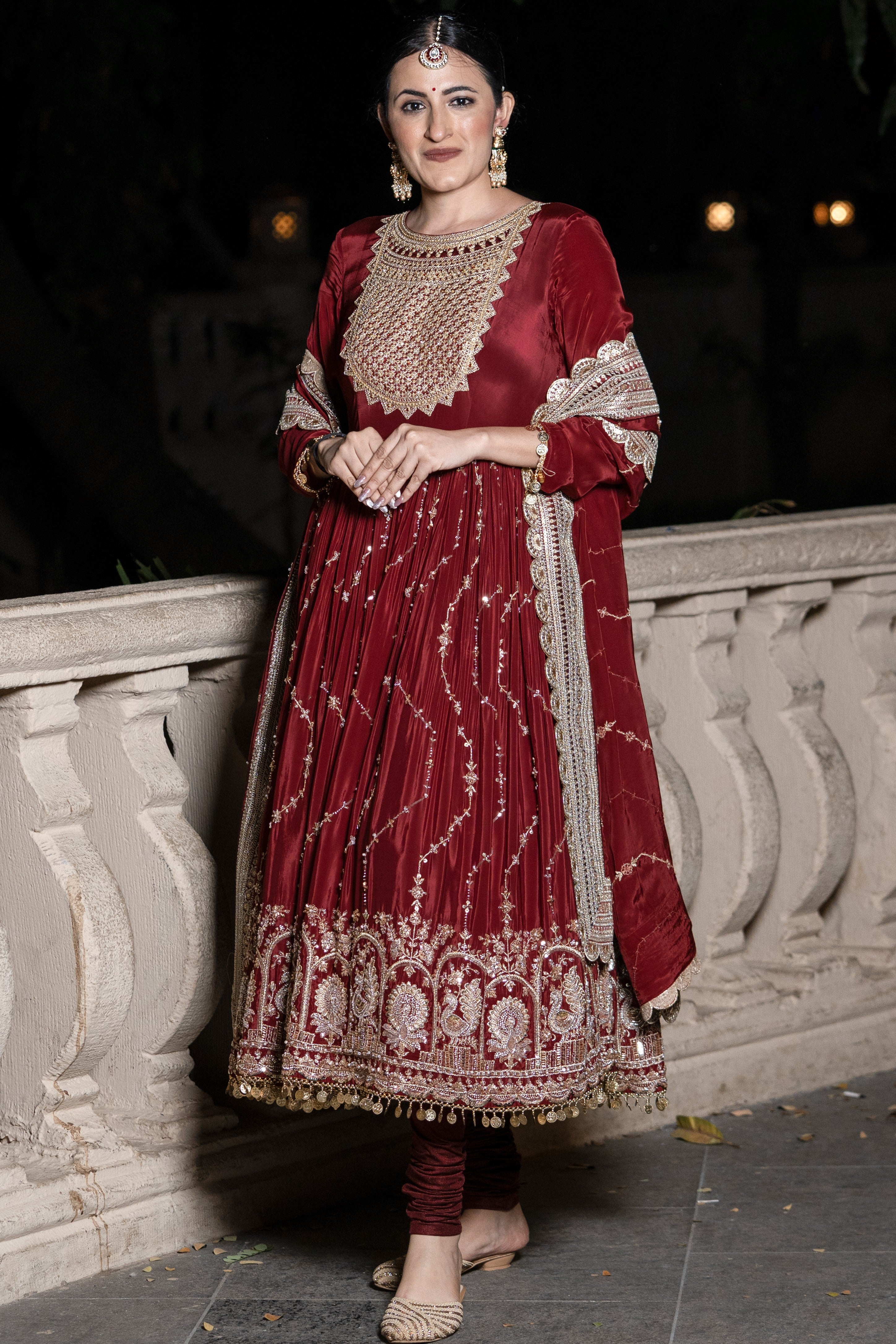 Red Anarkali set