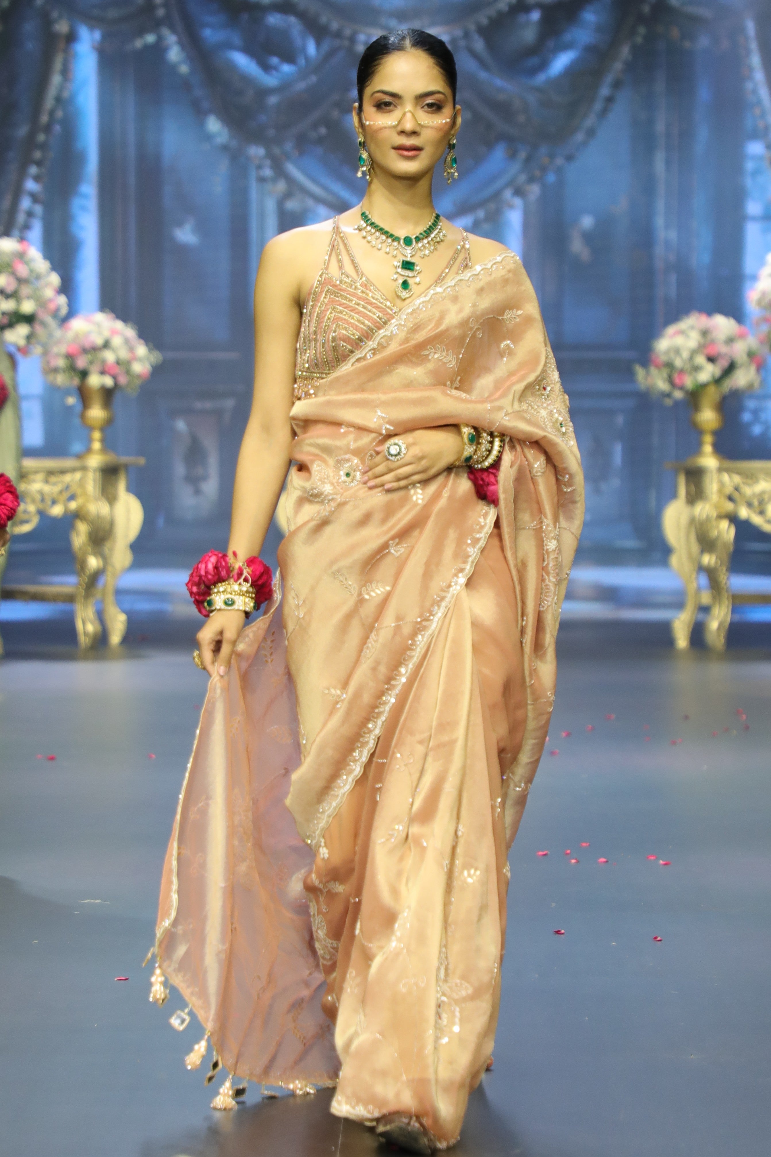 Peach Tissue Saree