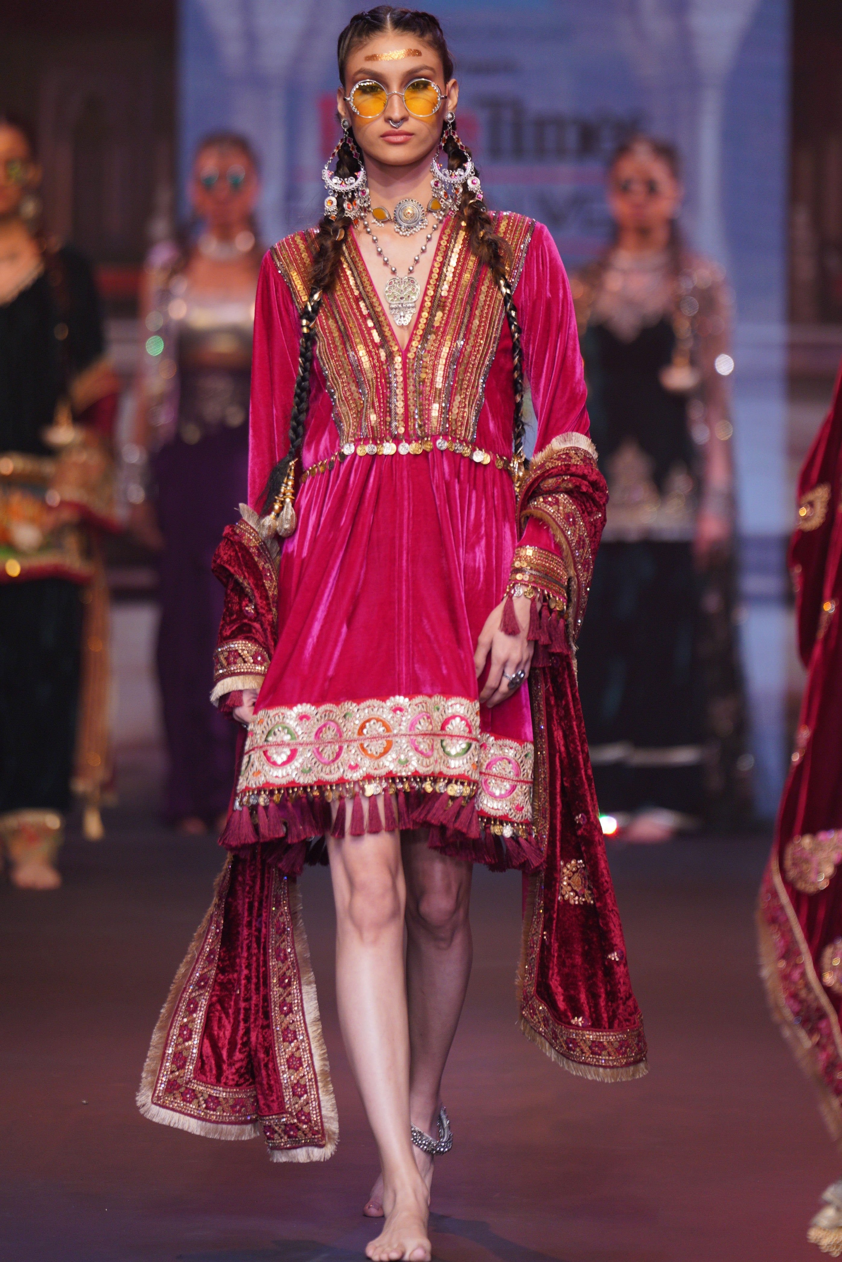 Red dress with laxmiji embroidery at back