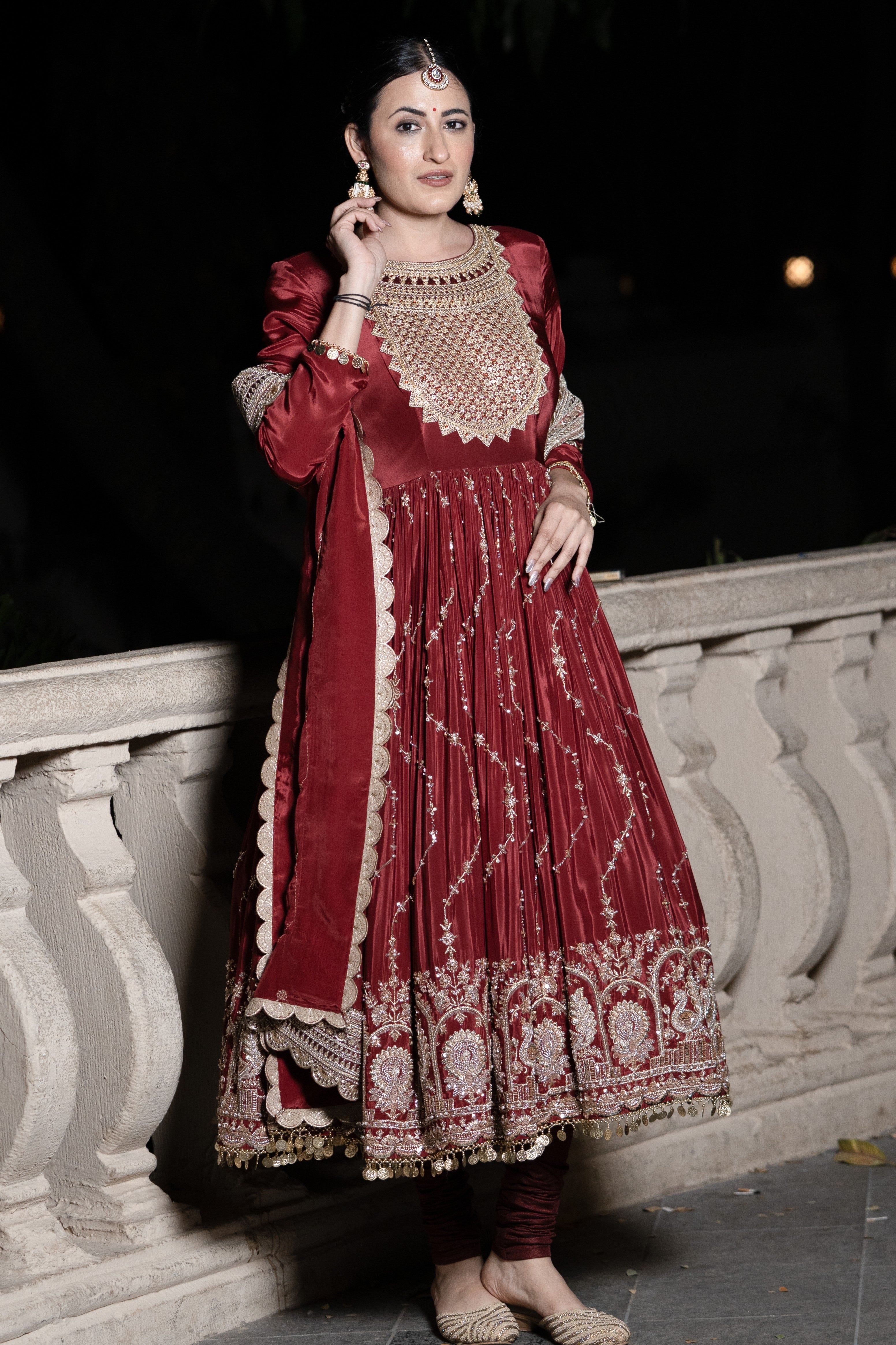 Red Anarkali set
