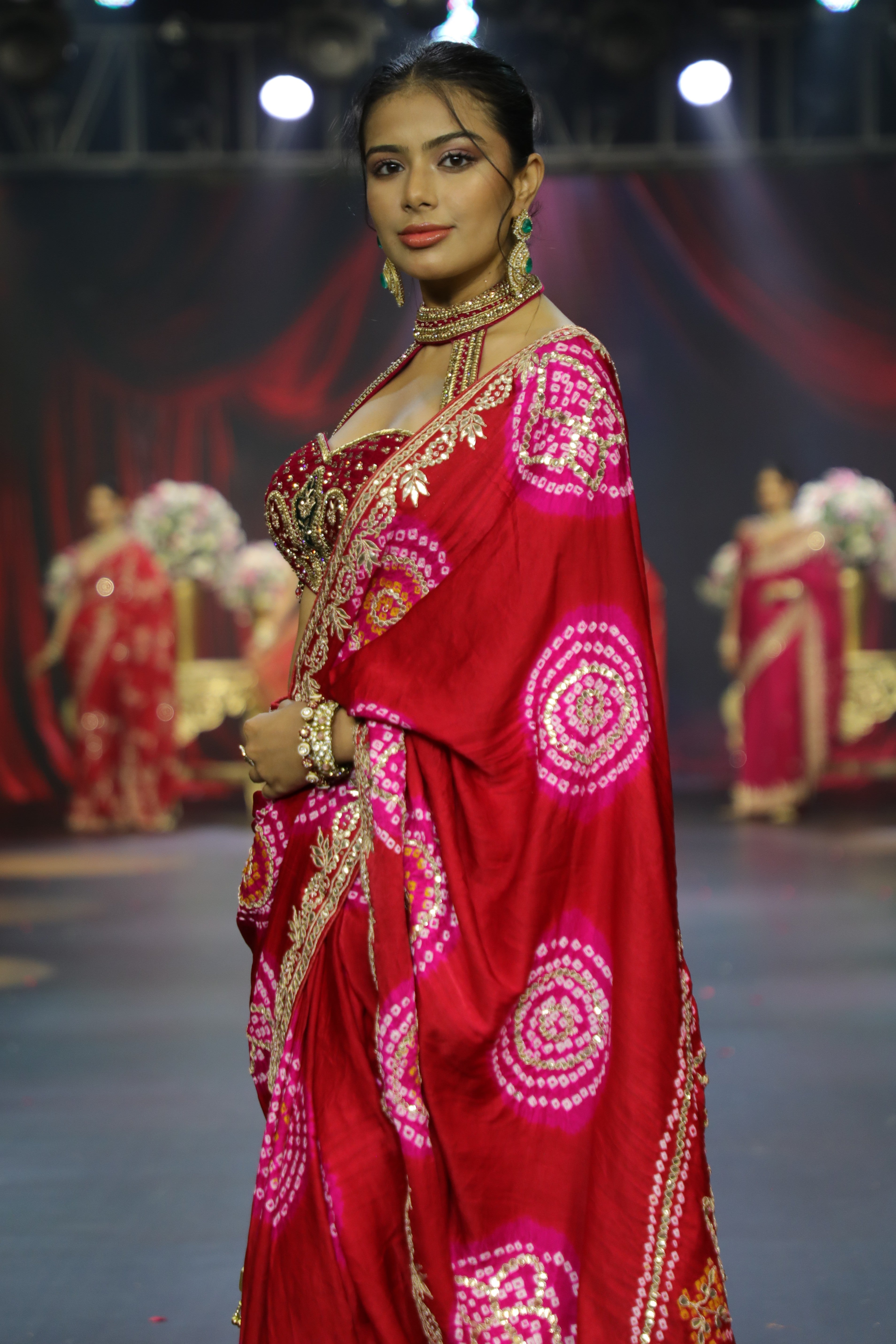 Red Bandhani Saree