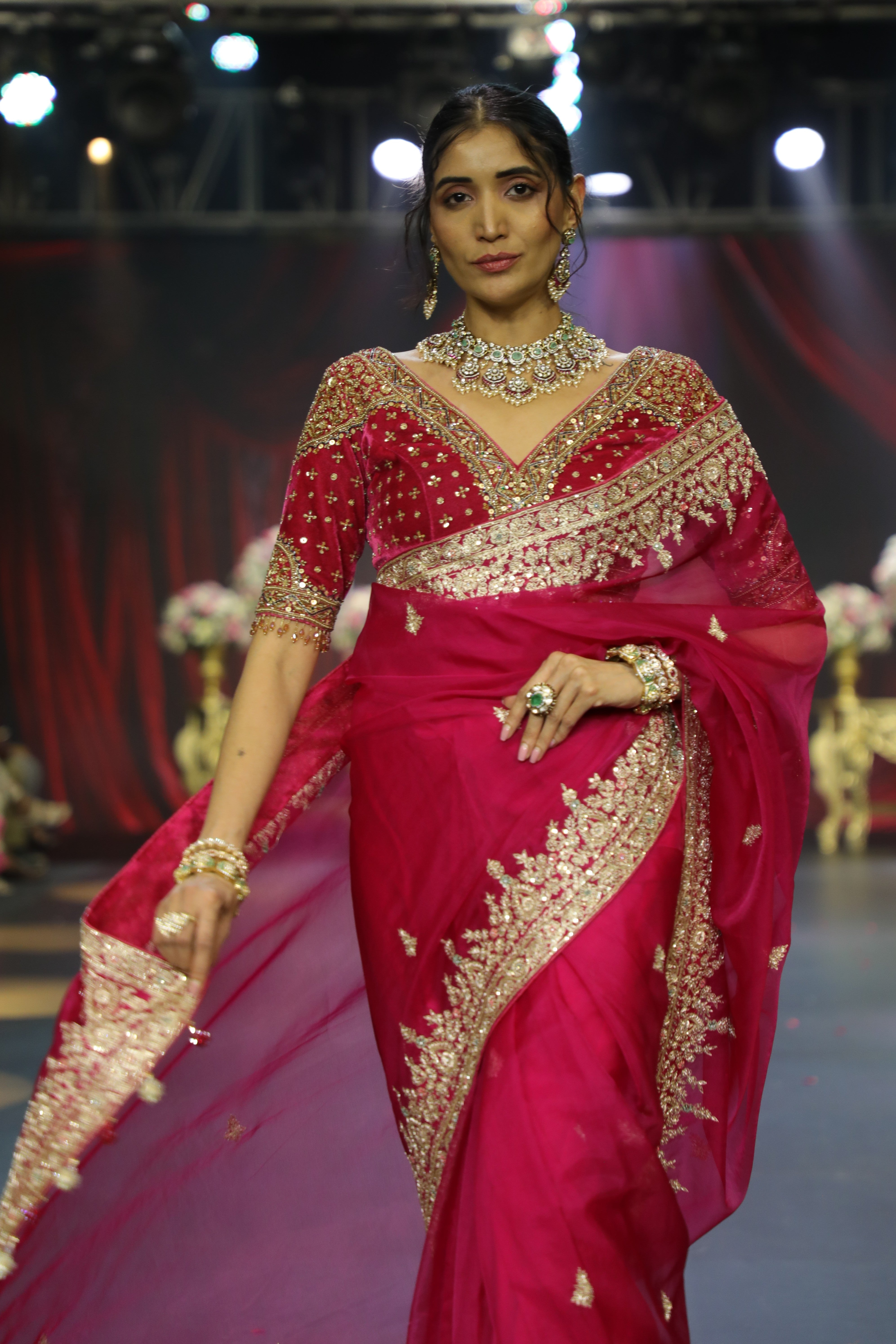 Pink Organza Saree