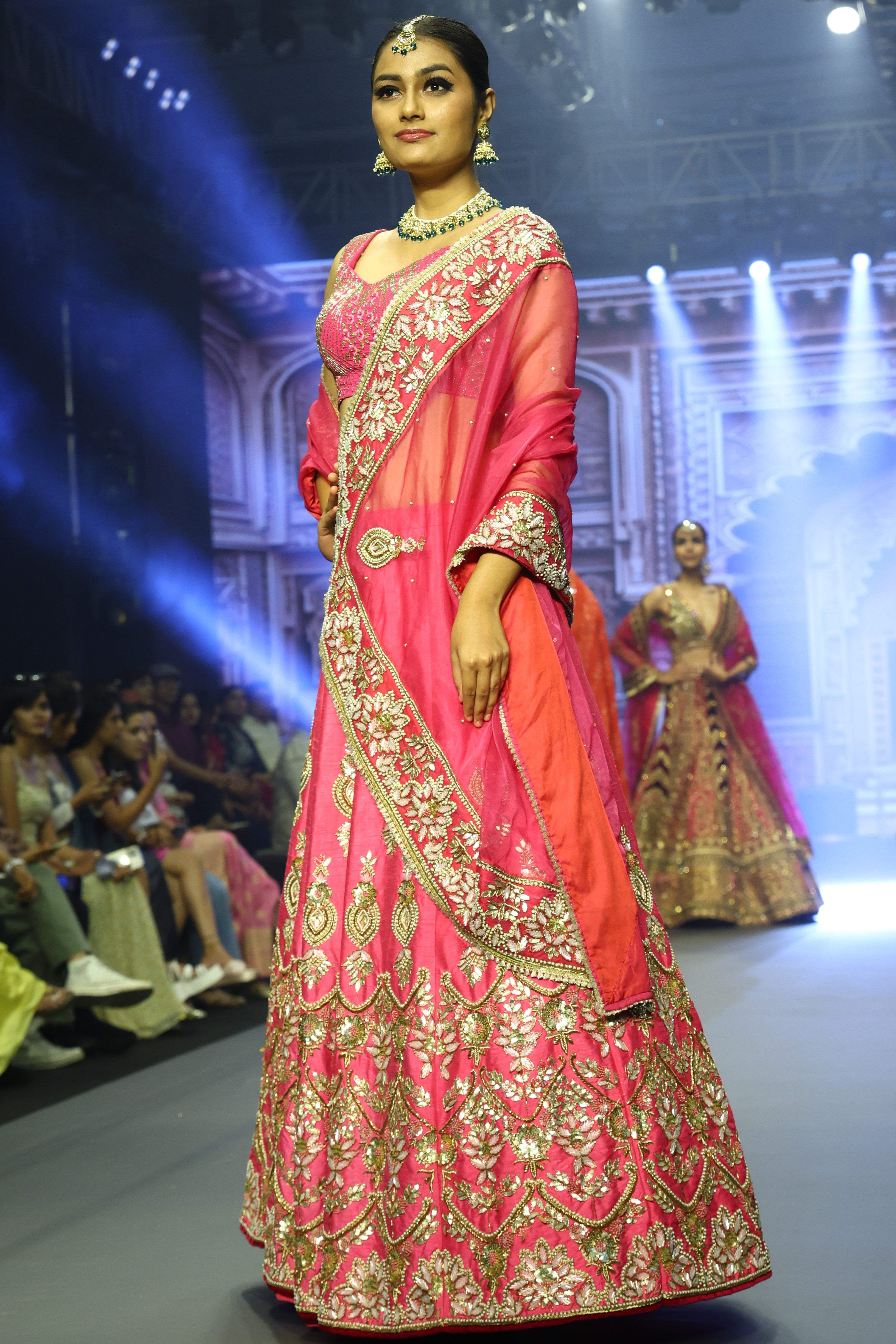 Pink cutdana embroidered lehenga set