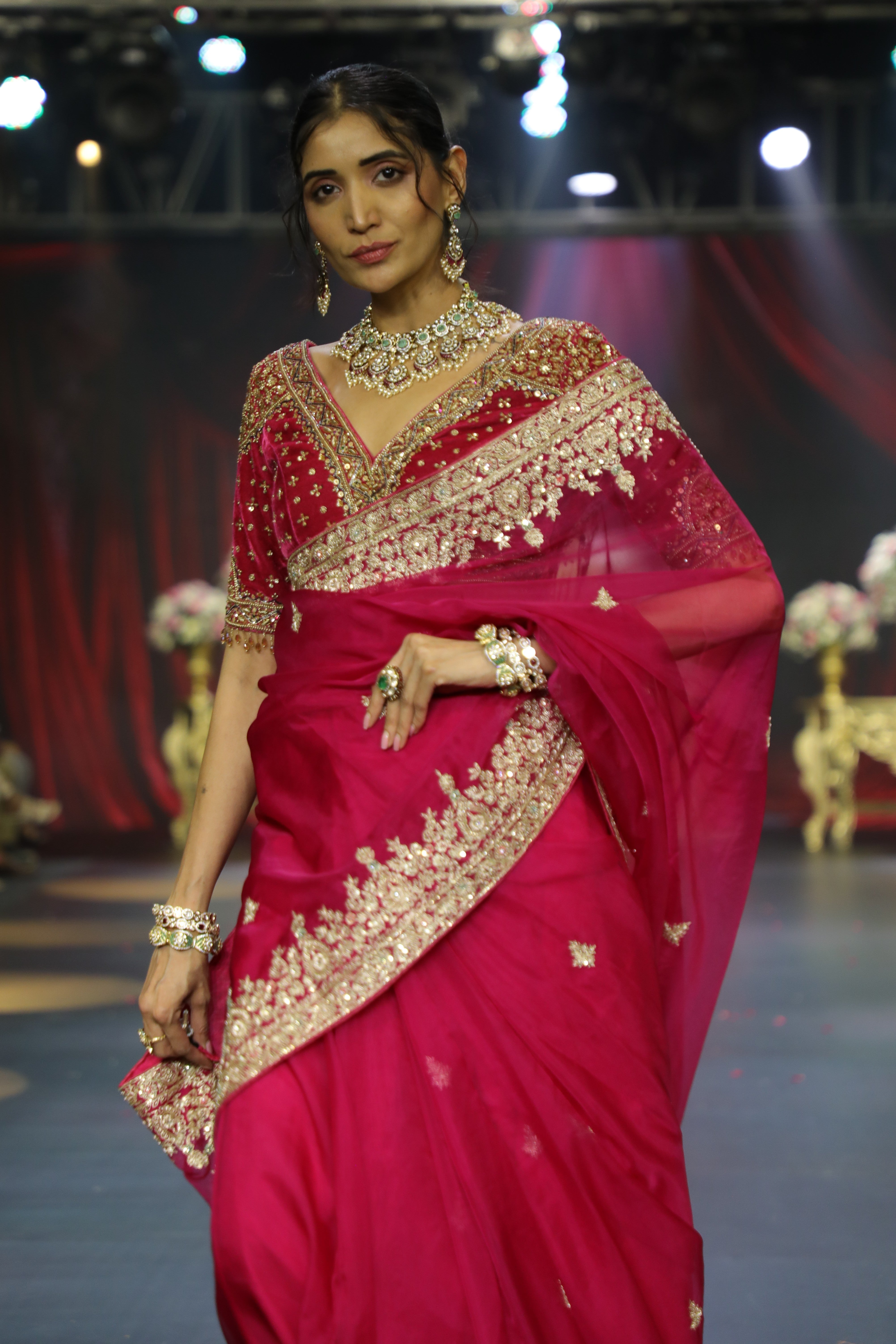 Pink Organza Saree