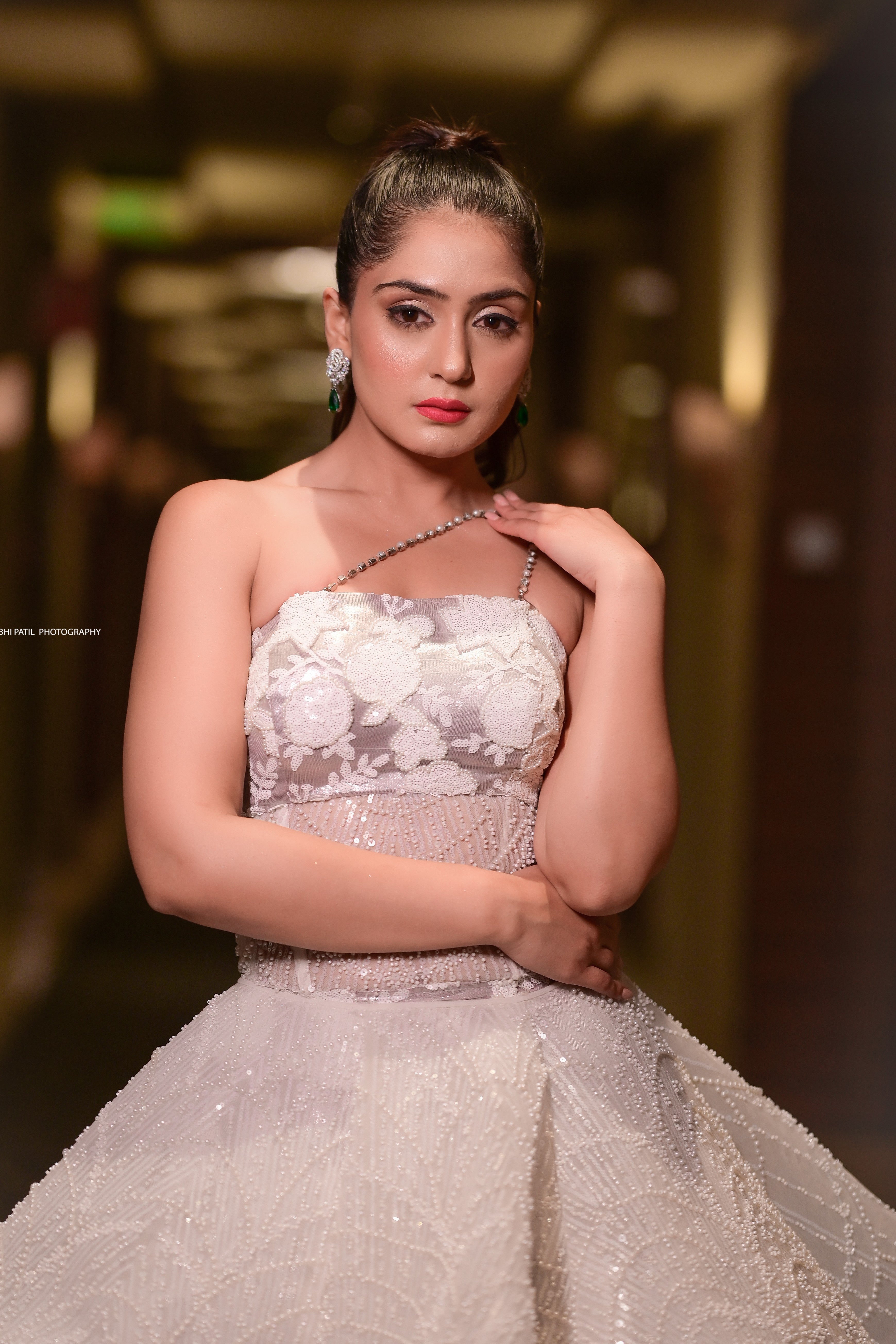 White corset embroidered gown
