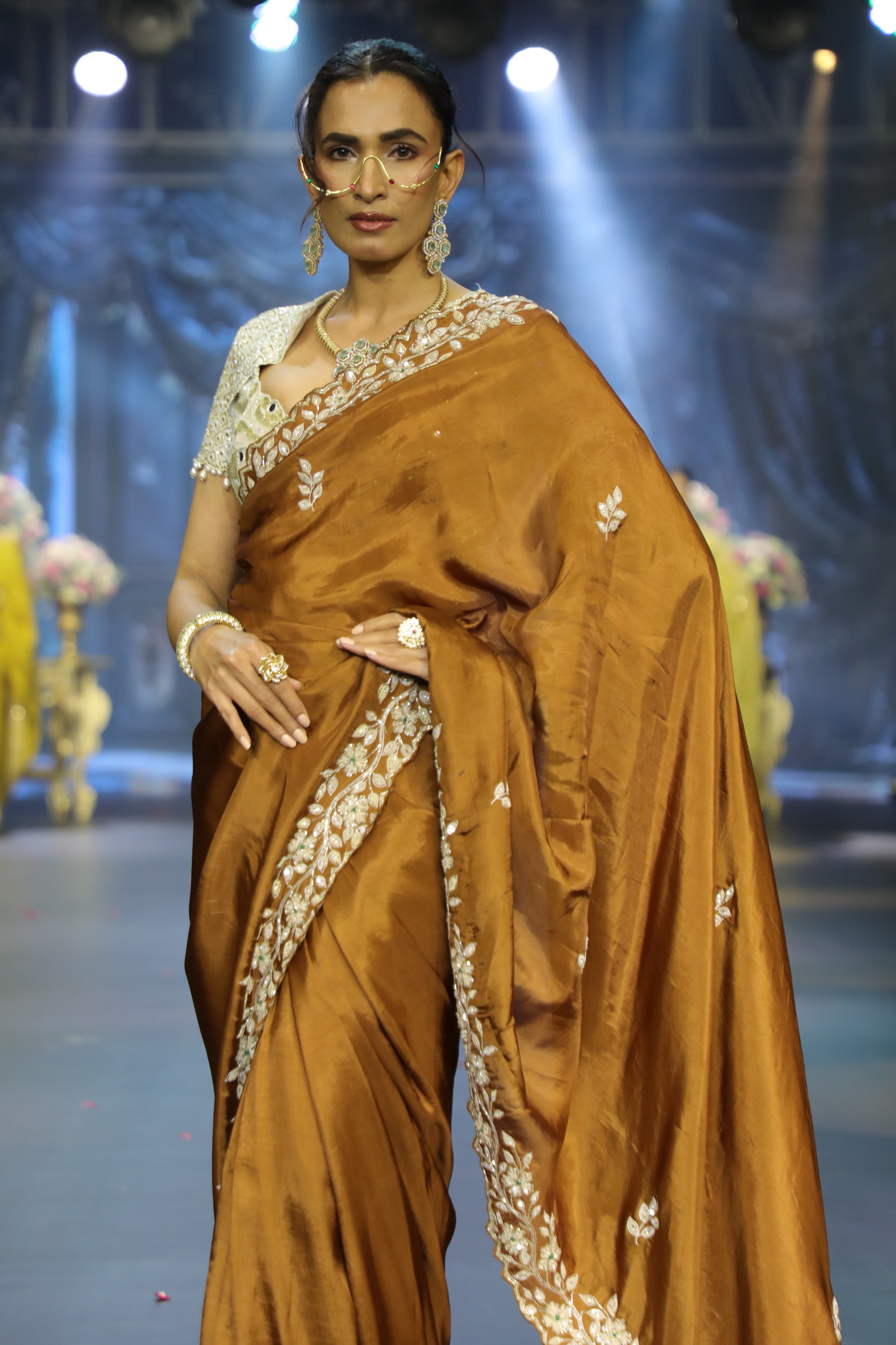 Brown Tissue Saree