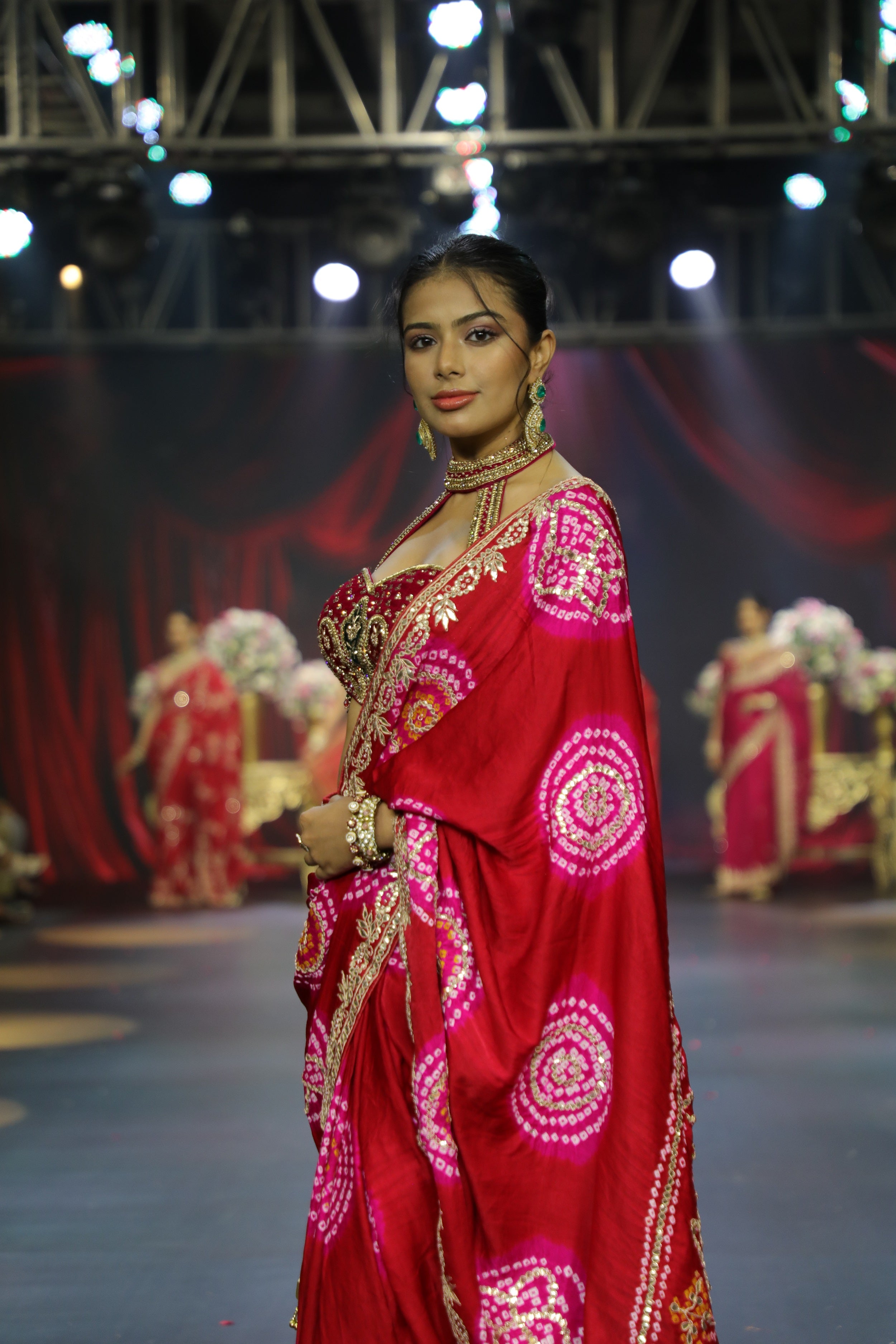 Red Bandhani Saree
