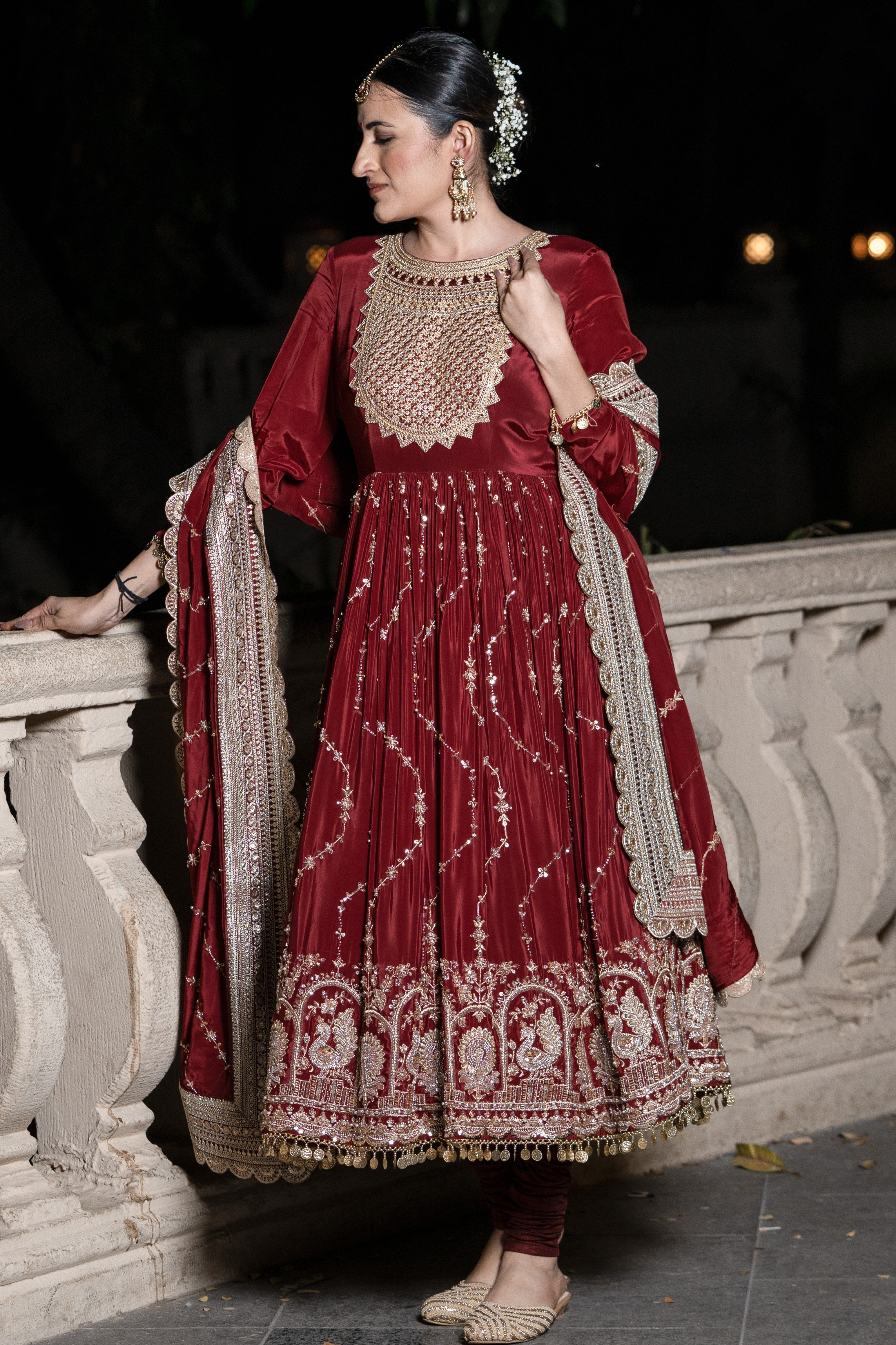Red Anarkali set