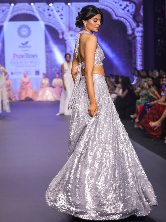 Silver metallic sequin embroidery lehenga set