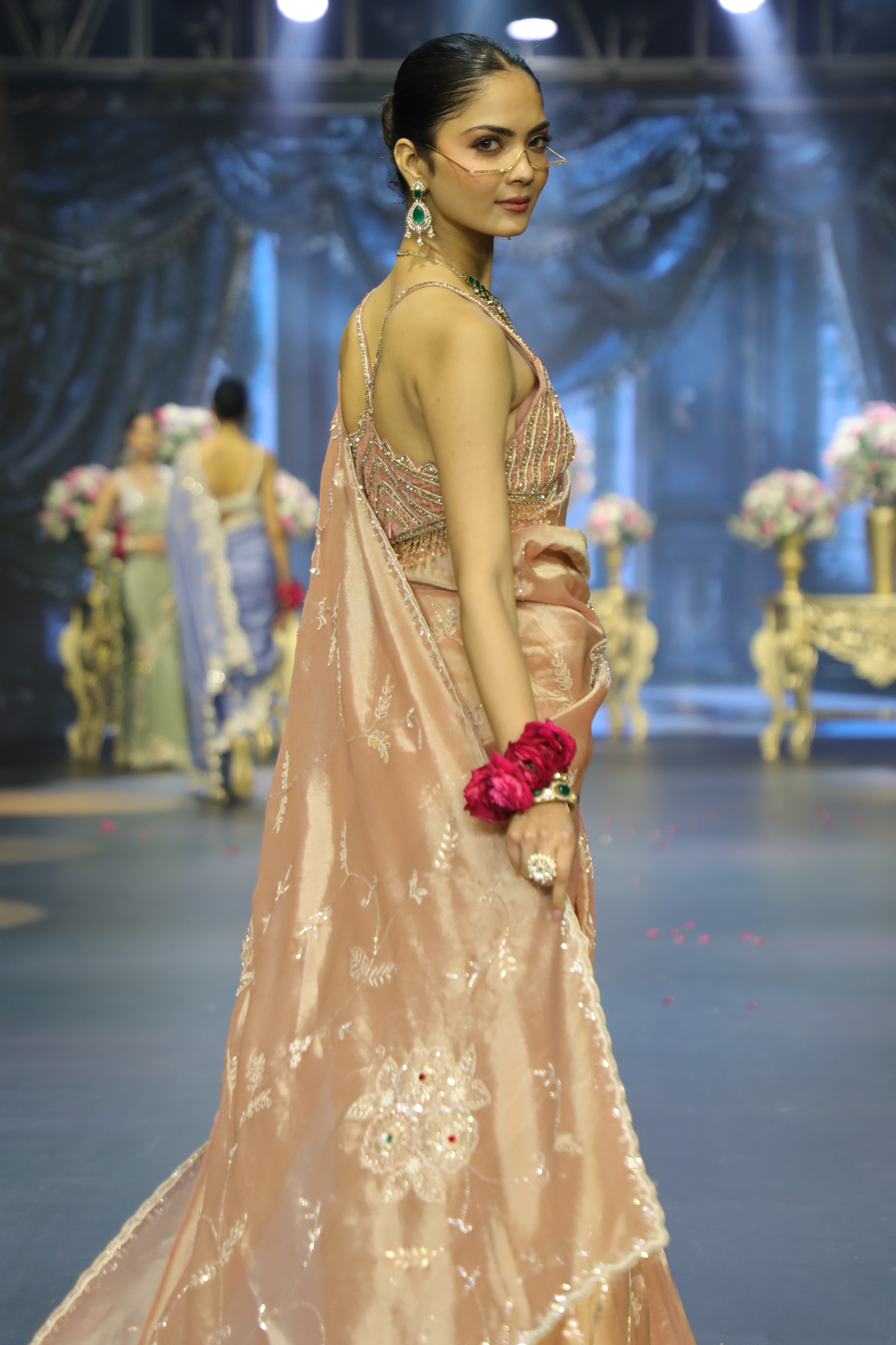Peach Tissue Saree