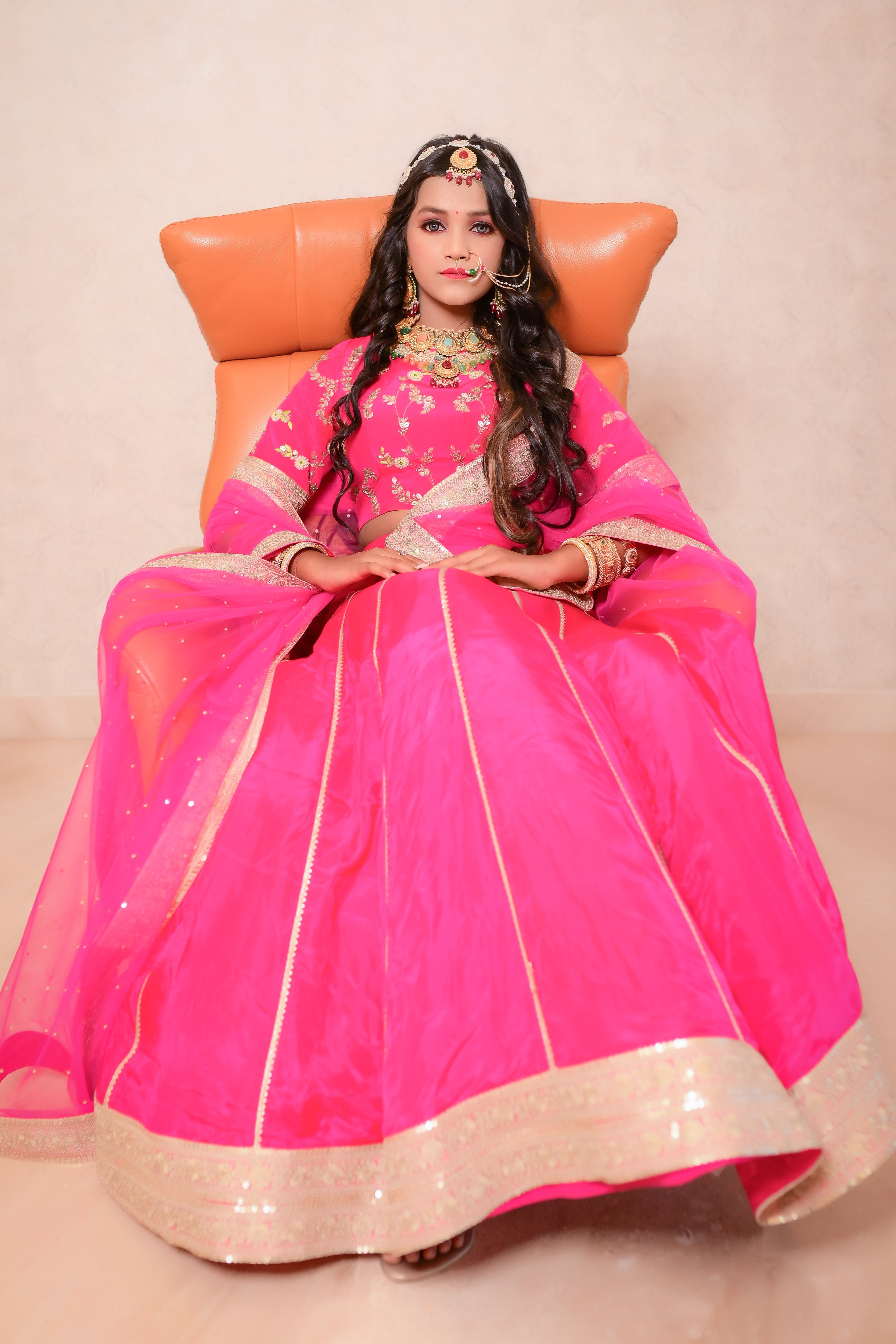Pink embroidered lehenga set