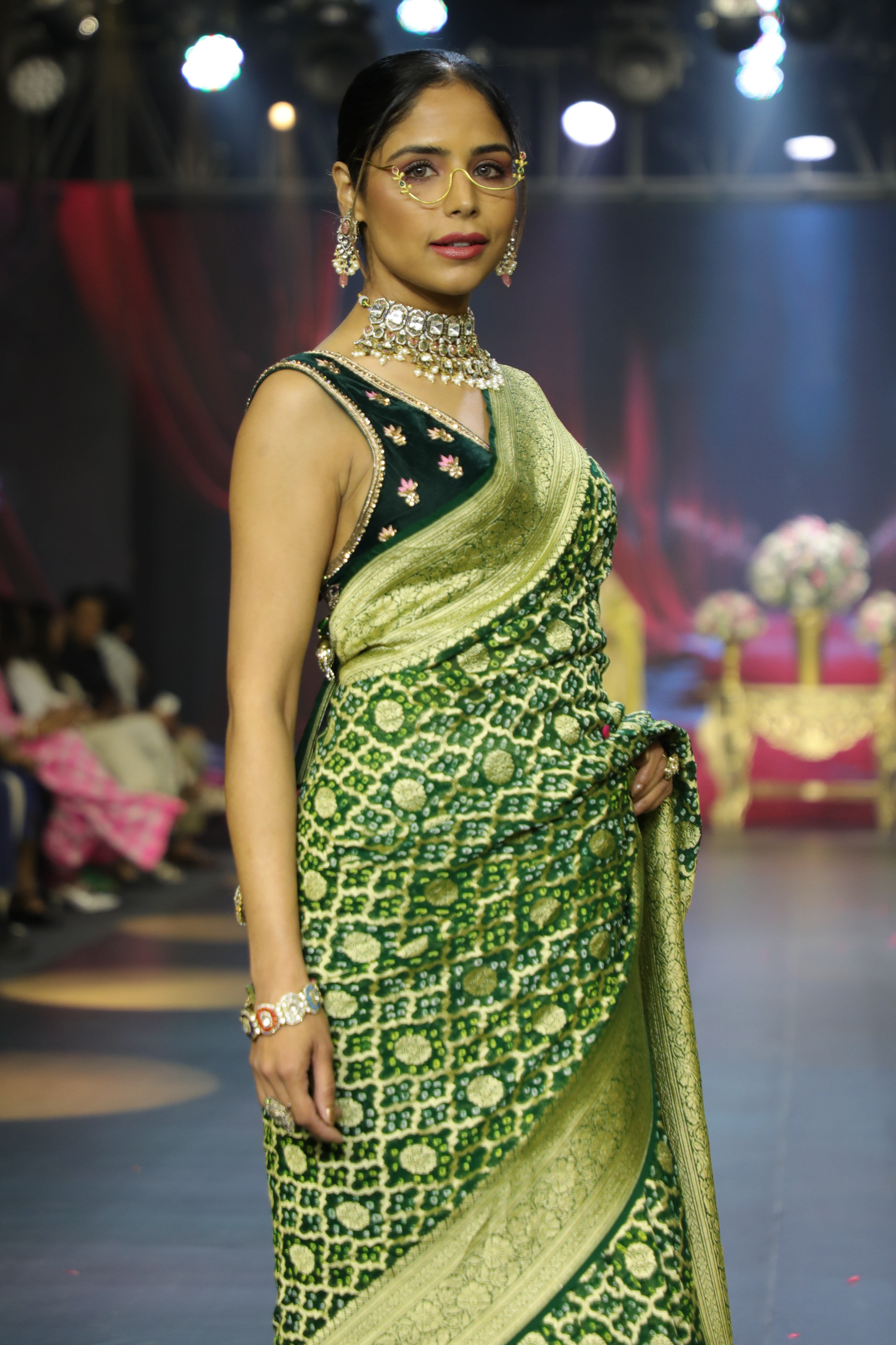 Green Bandhani Saree