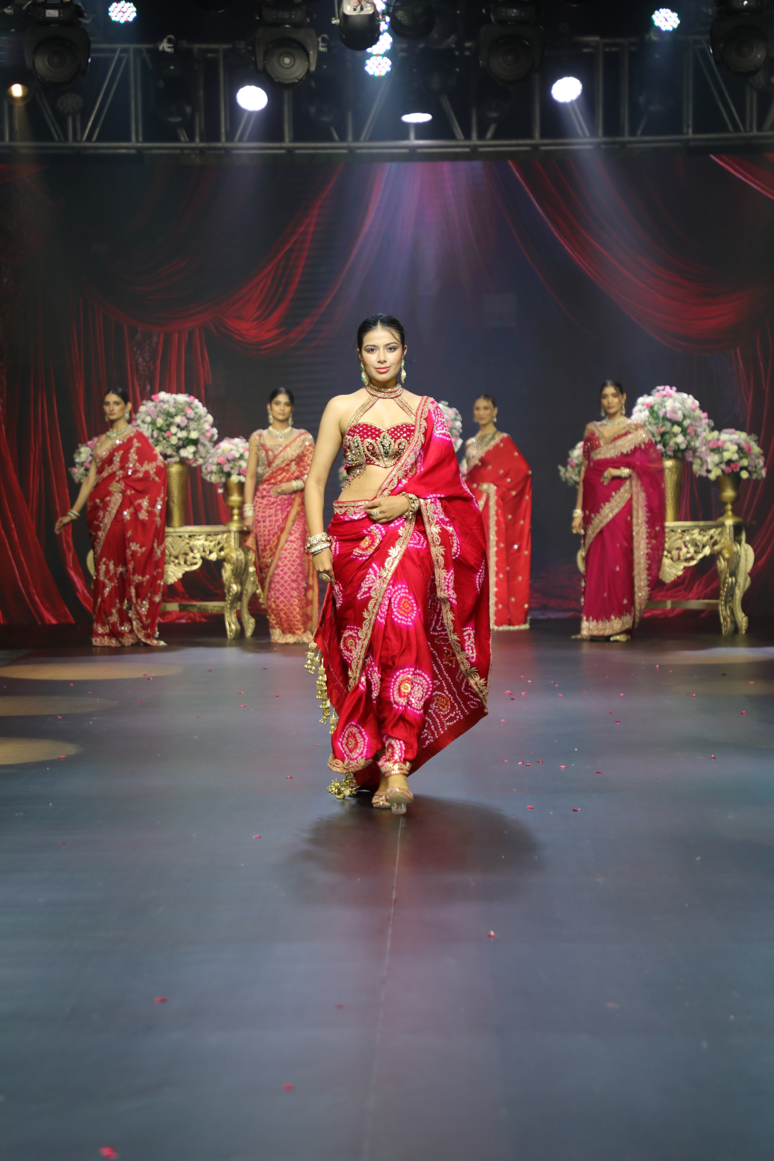 Red Bandhani Saree