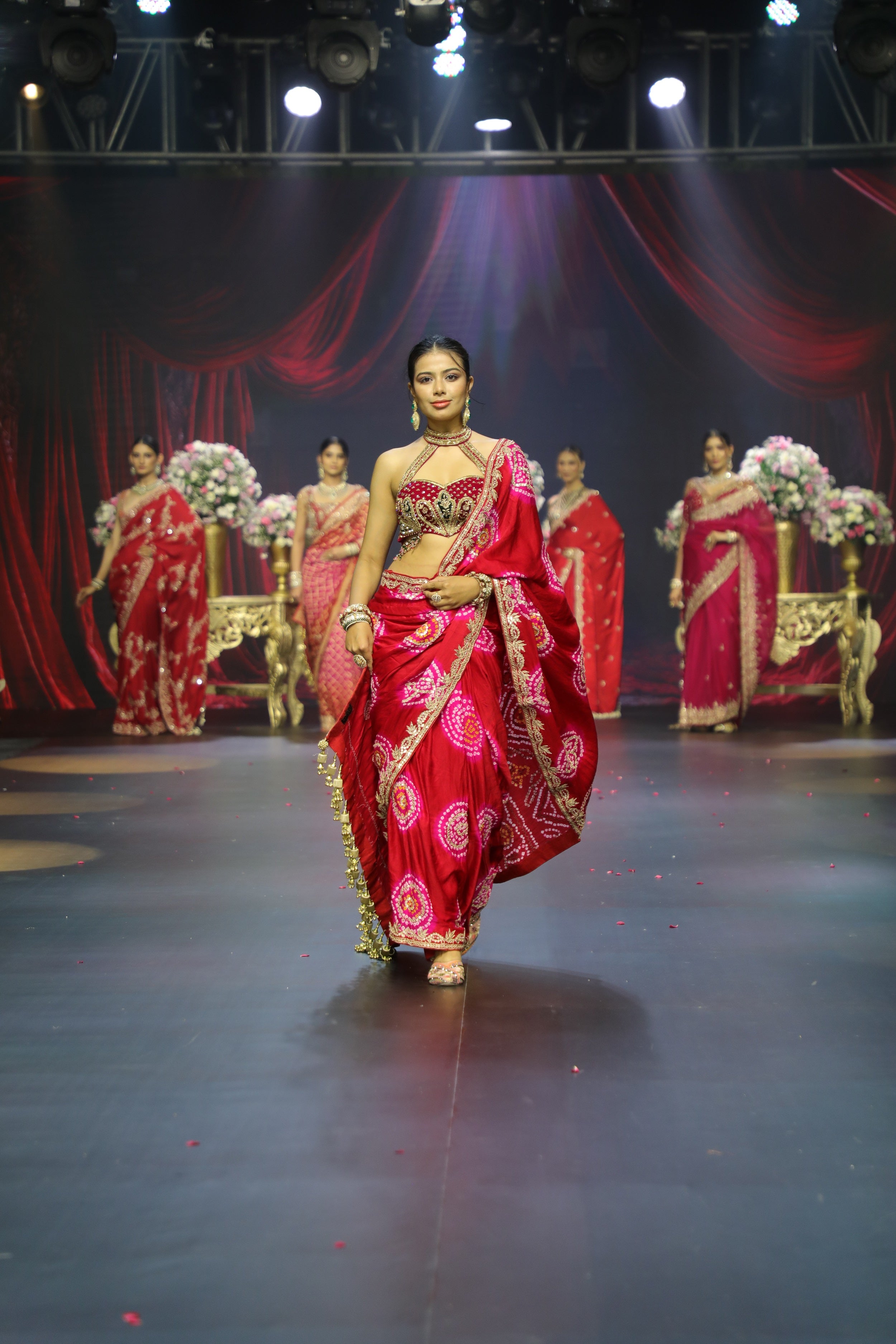 Red Bandhani Saree