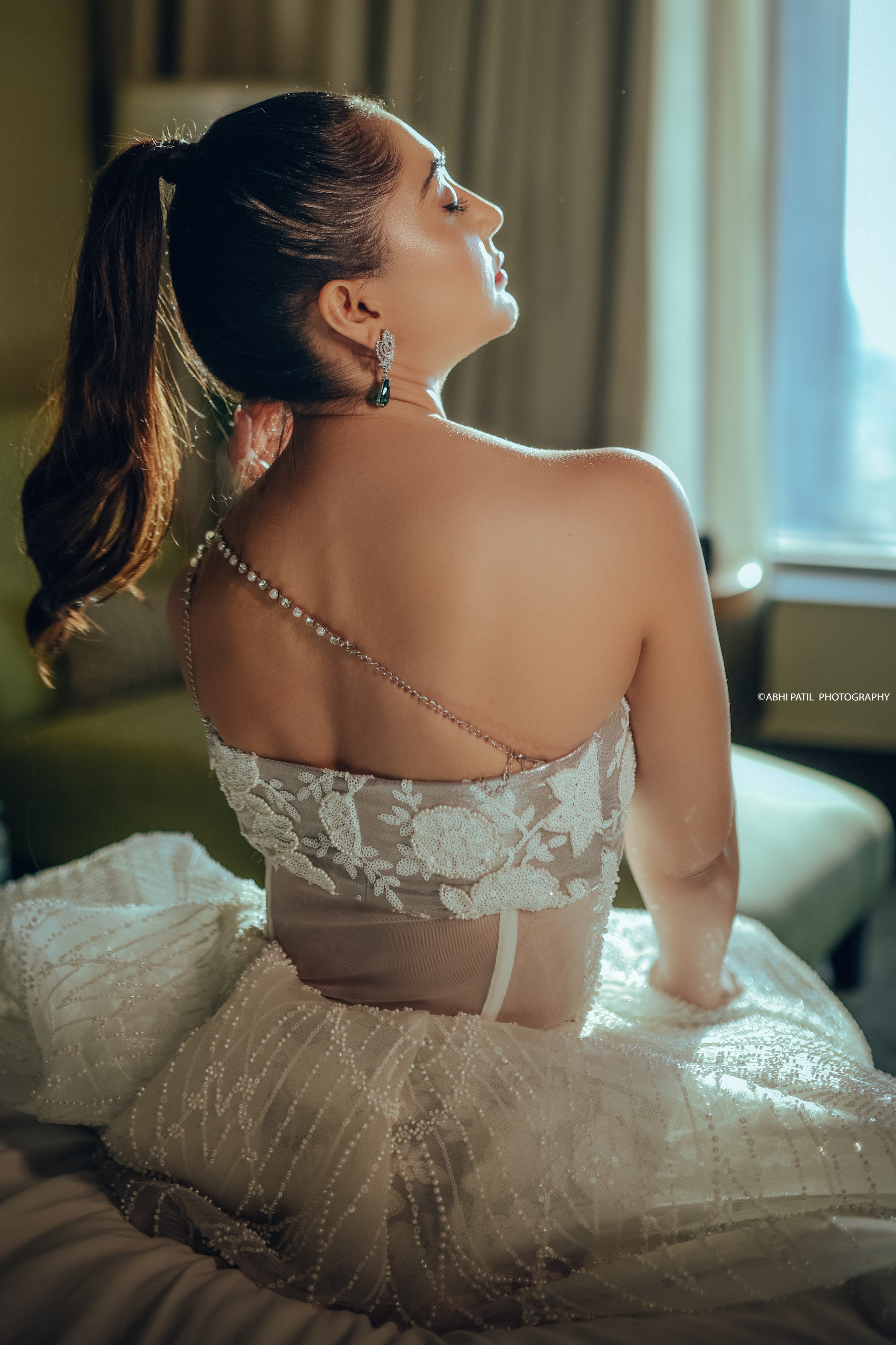White corset embroidered gown
