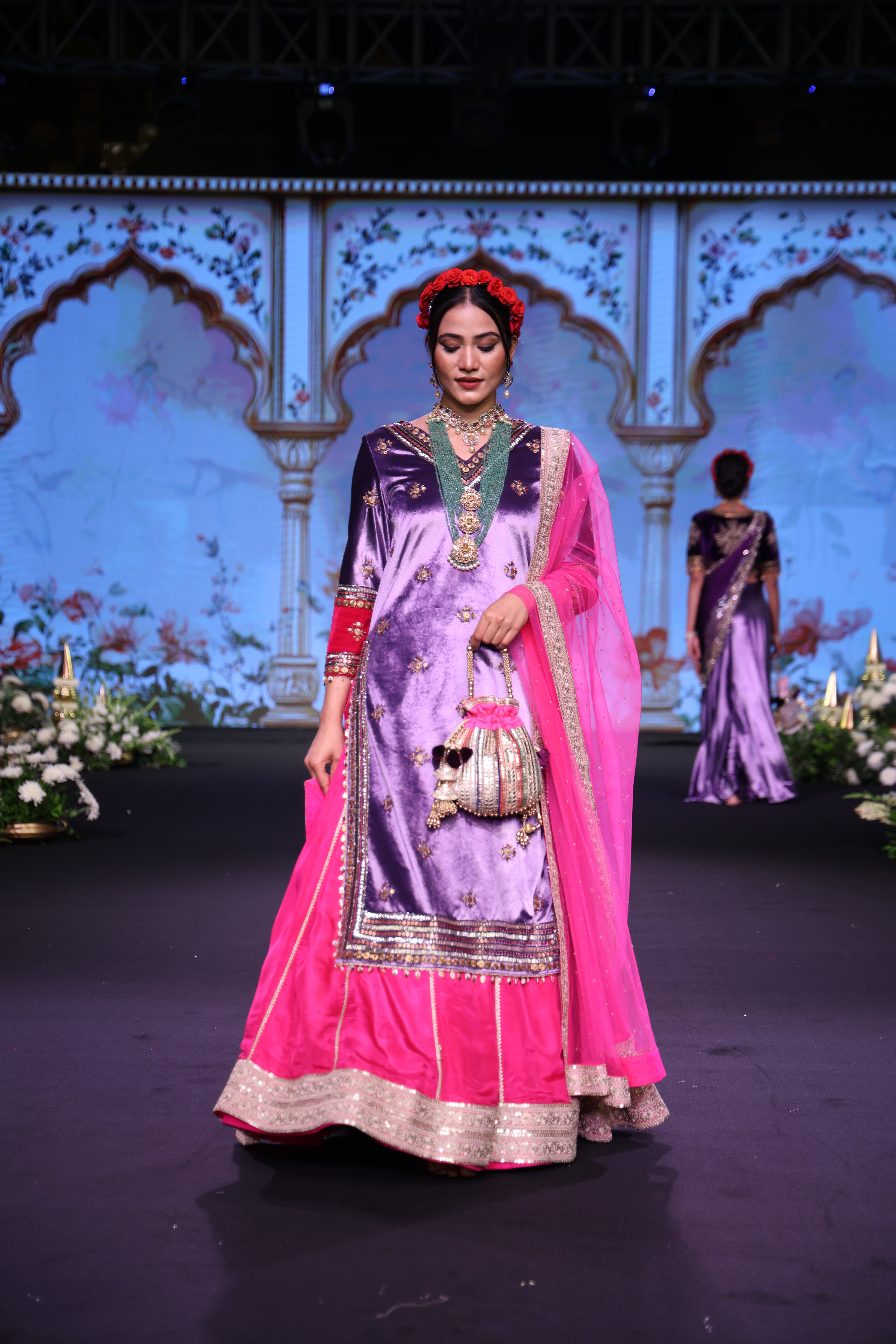 Two toned embroidered lehenga set