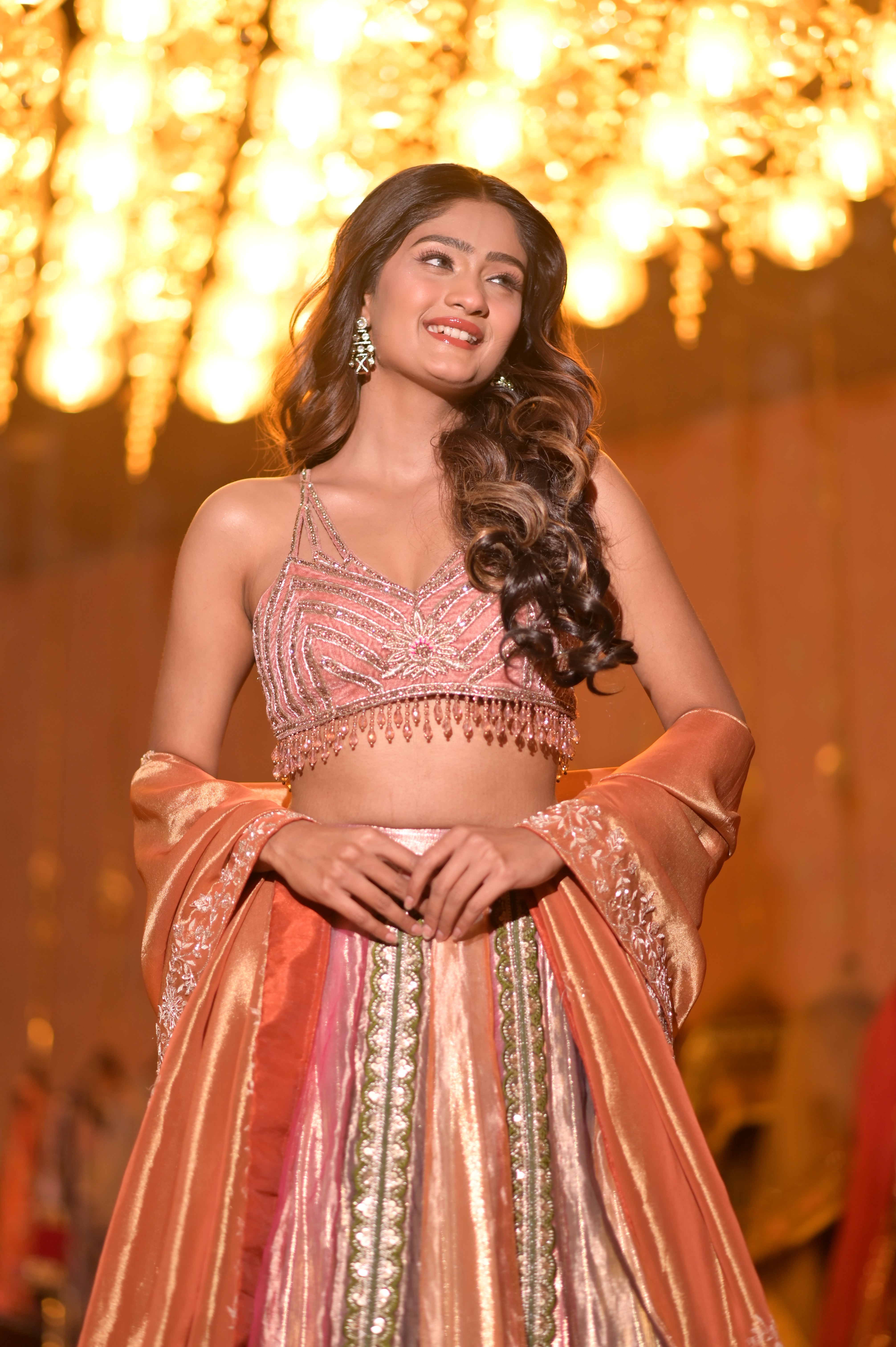 Multi color embroidered lehenga set
