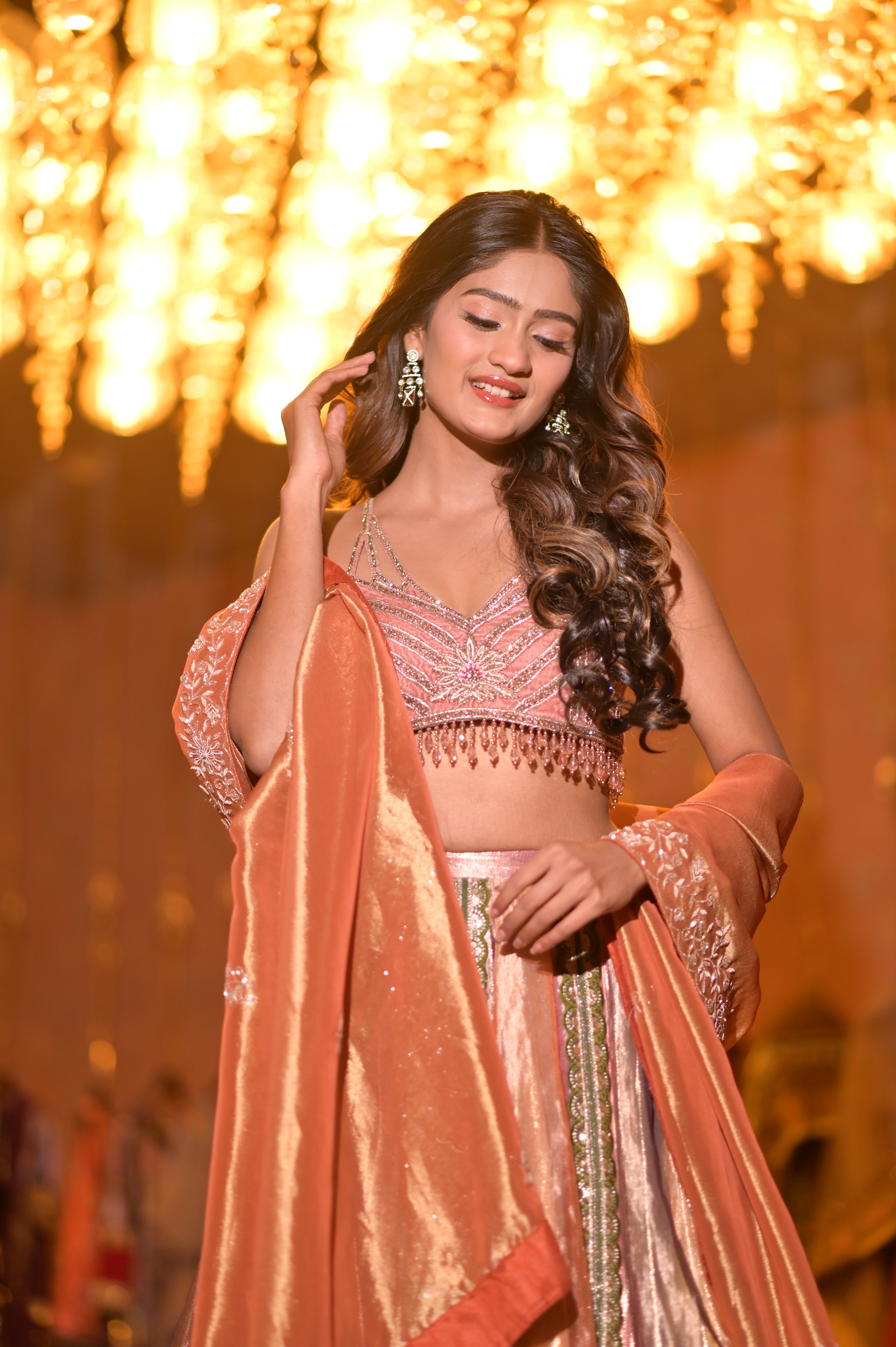 Multi color embroidered lehenga set