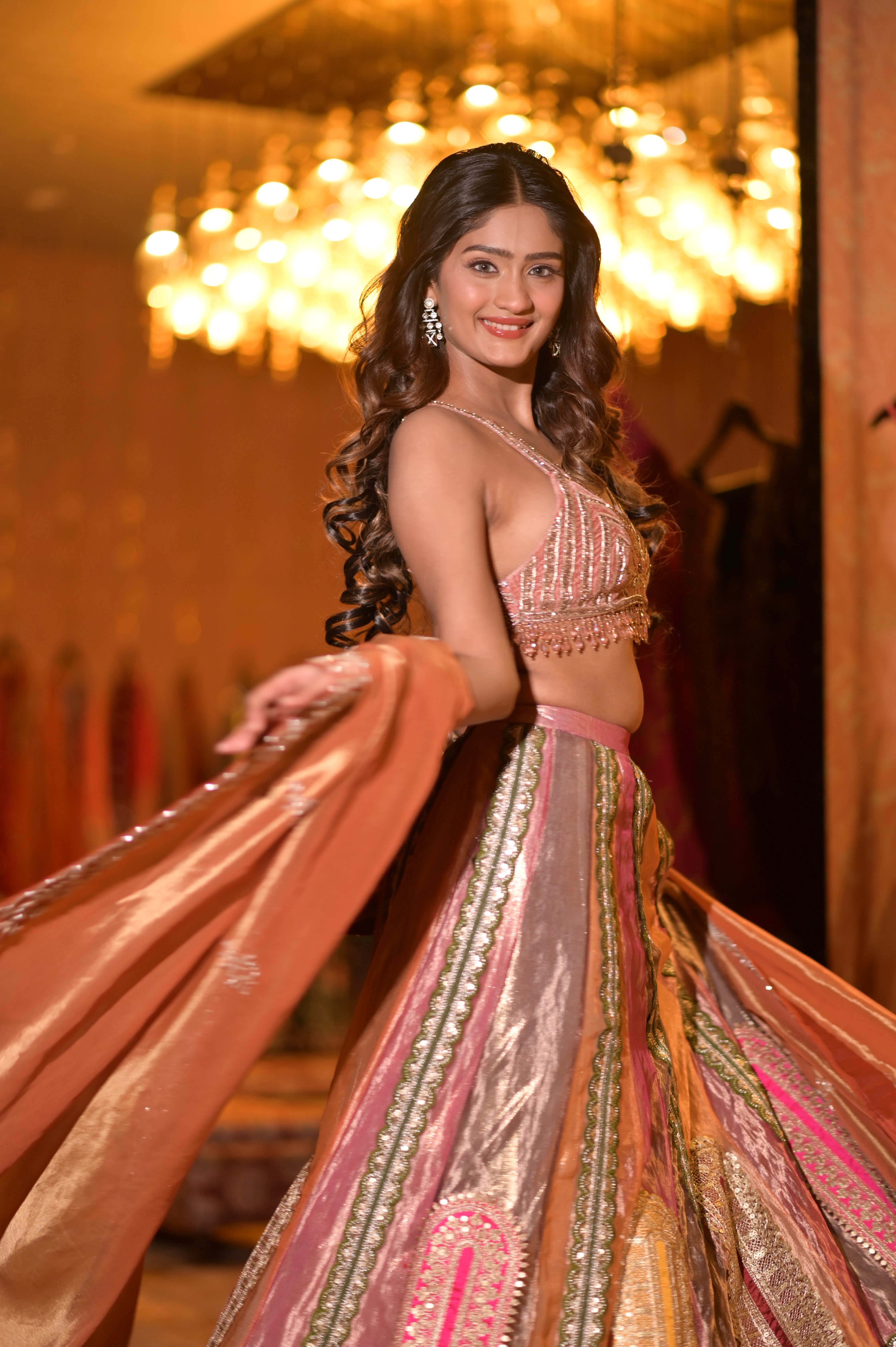 Multi color embroidered lehenga set