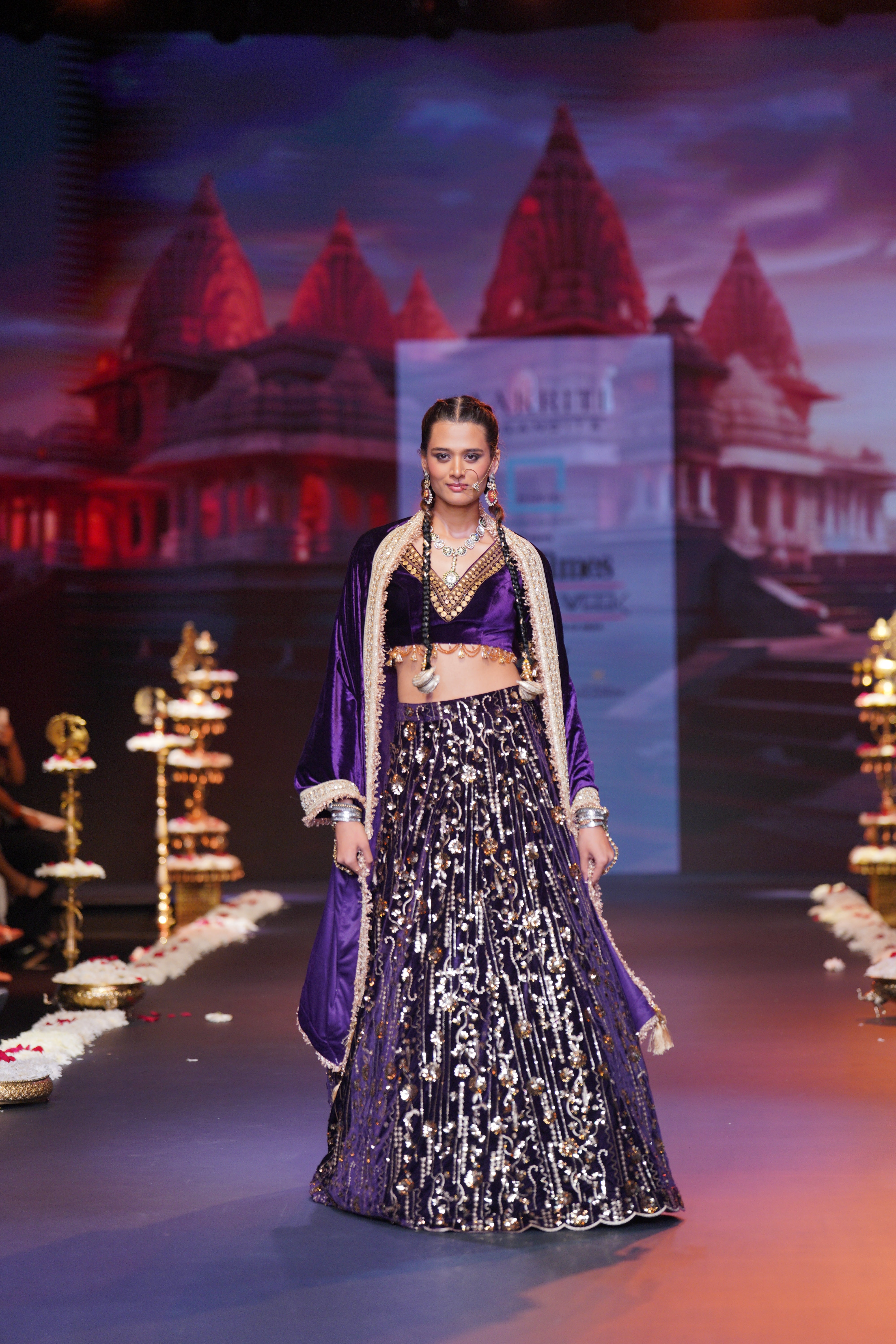 Purple sequin embroidered lehenga set