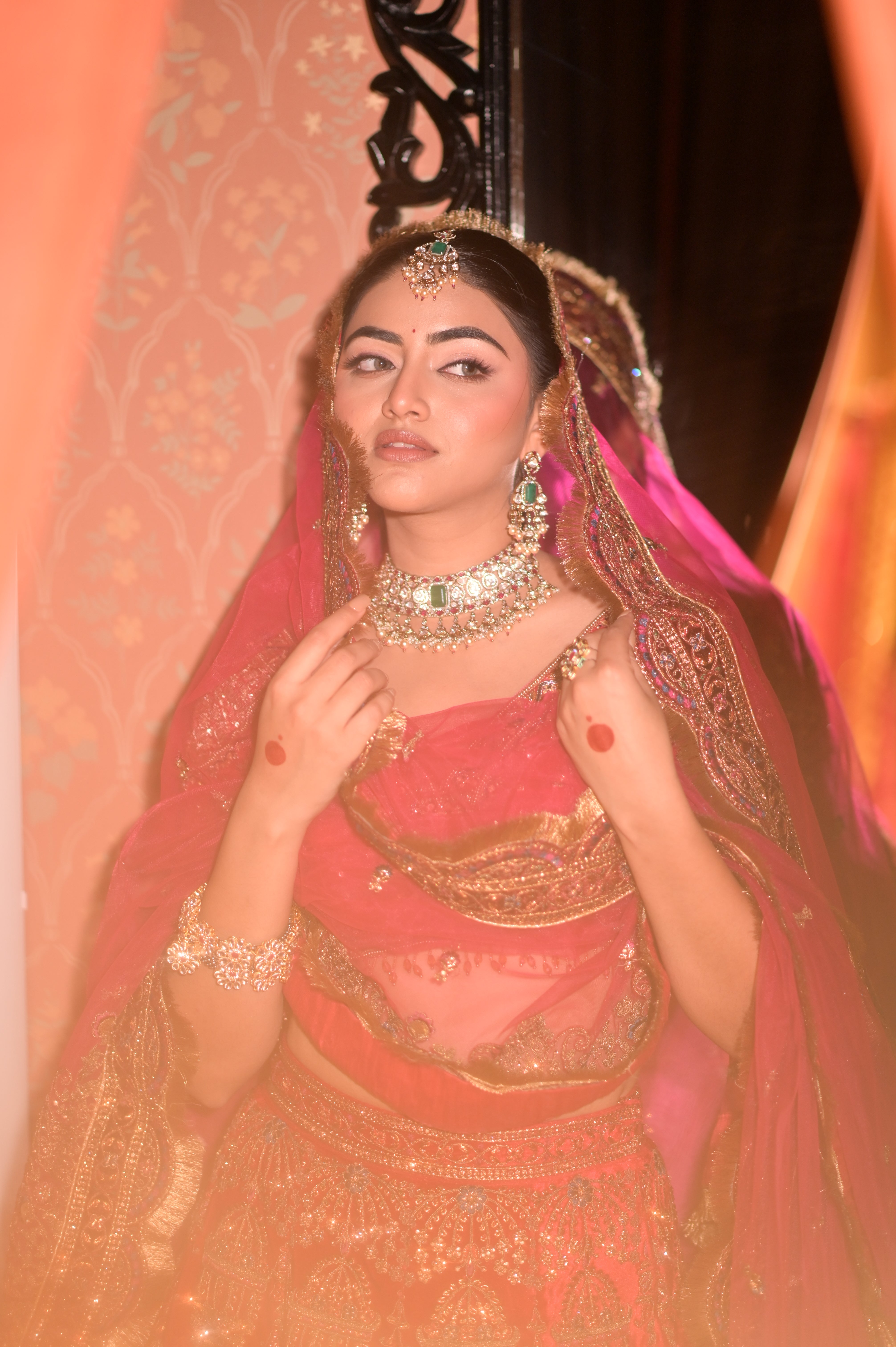 Pink bridal embroidered lehenga
