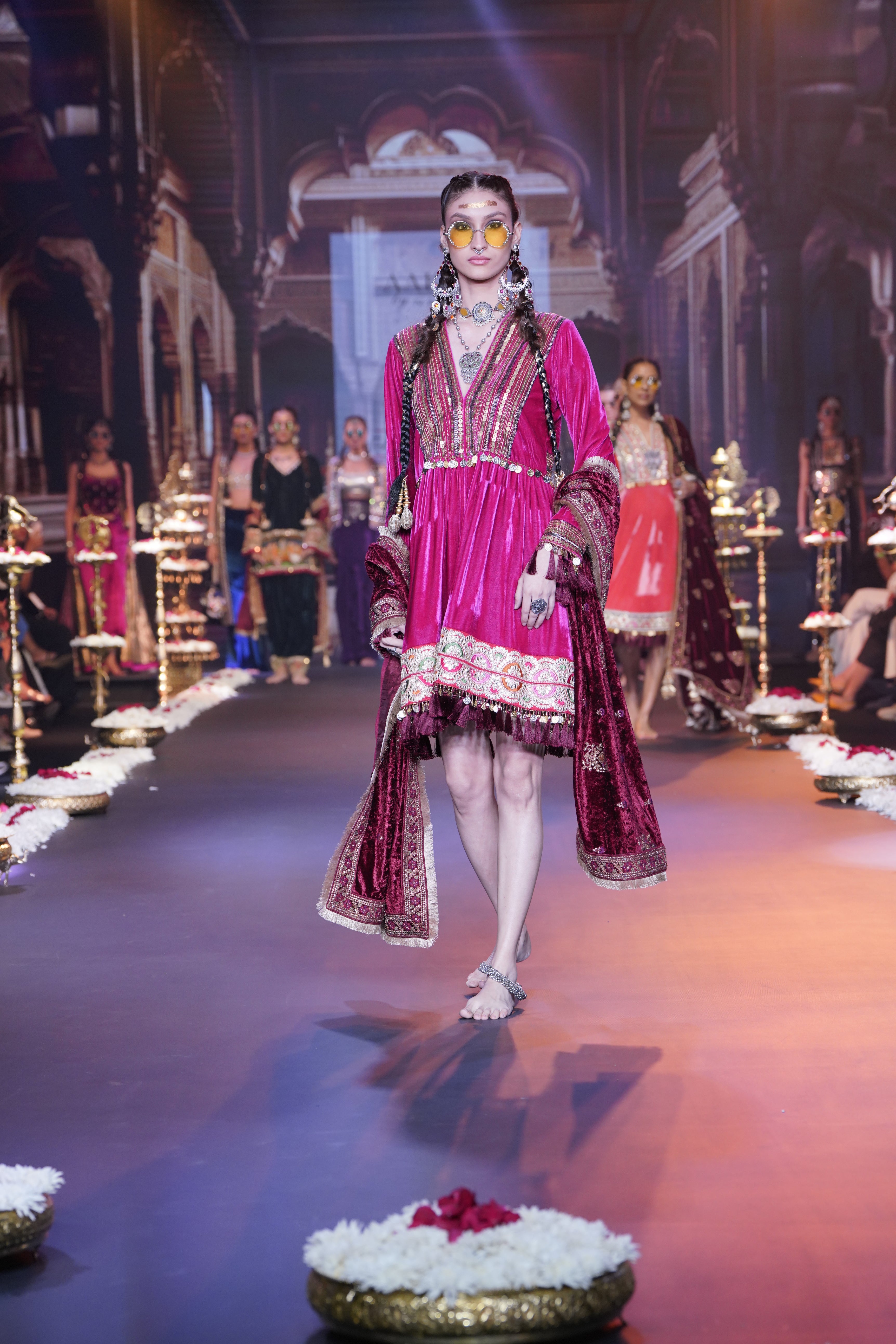 Red dress with laxmiji embroidery at back