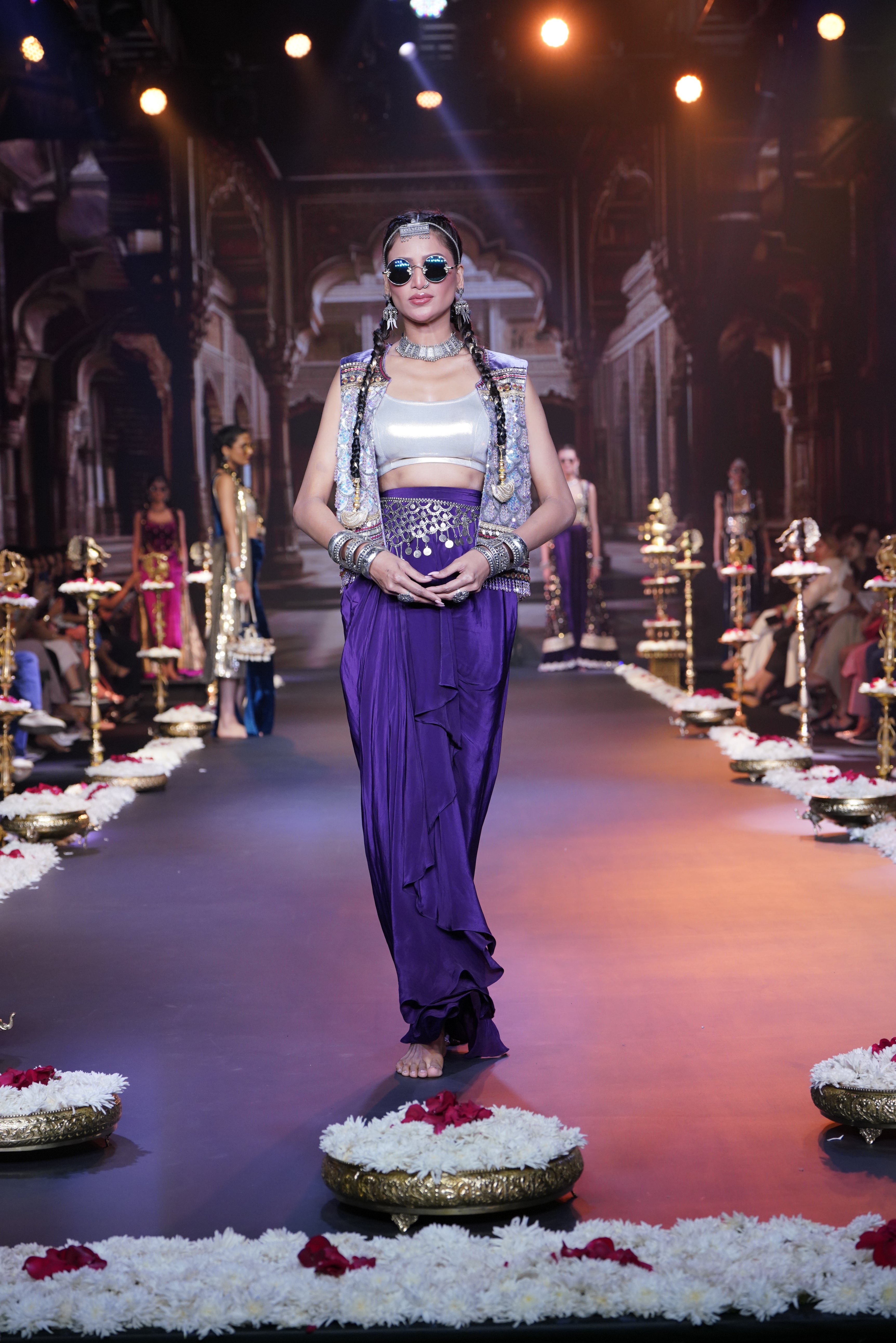 Two tone silver and purple three- piece set