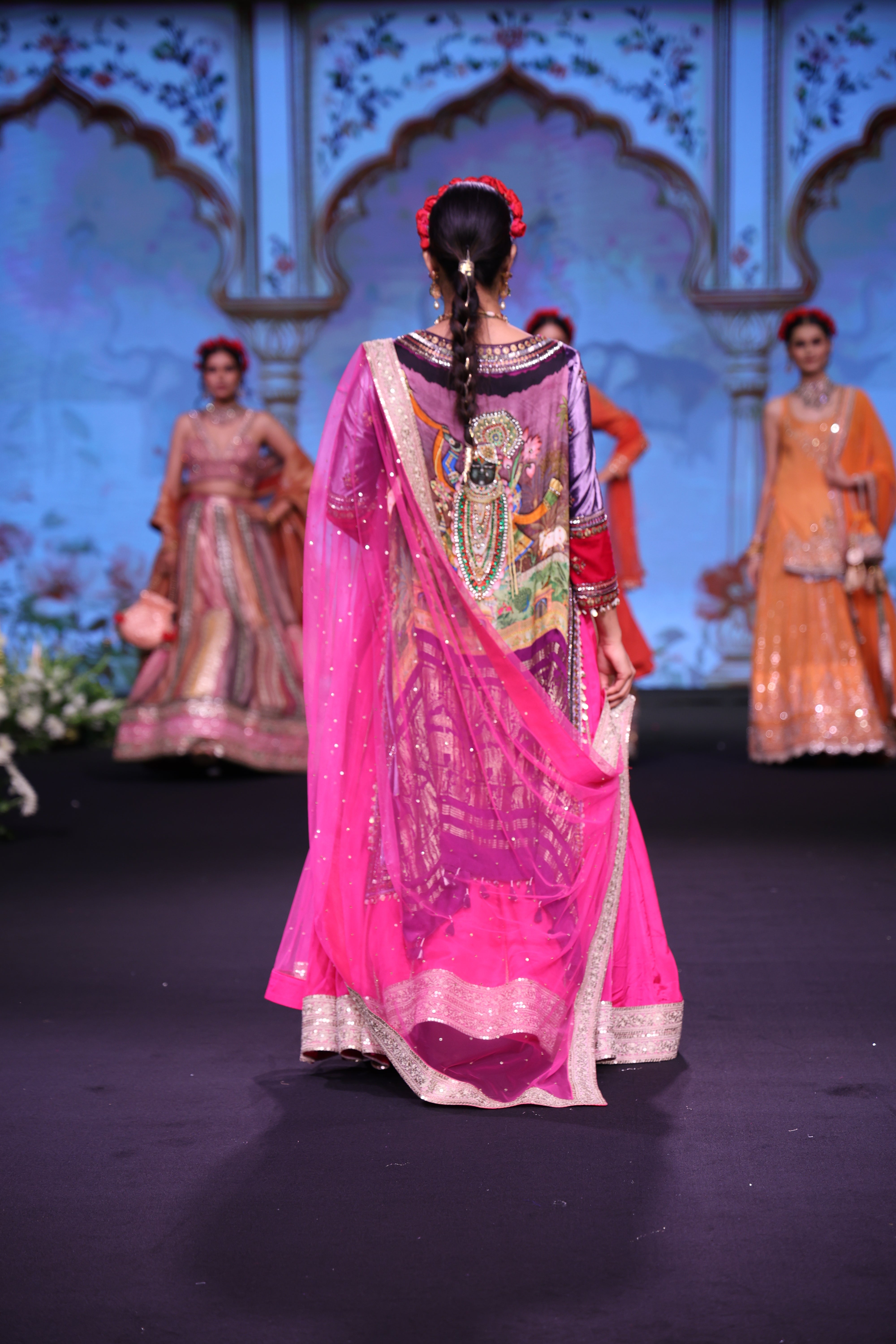 Two toned embroidered lehenga set
