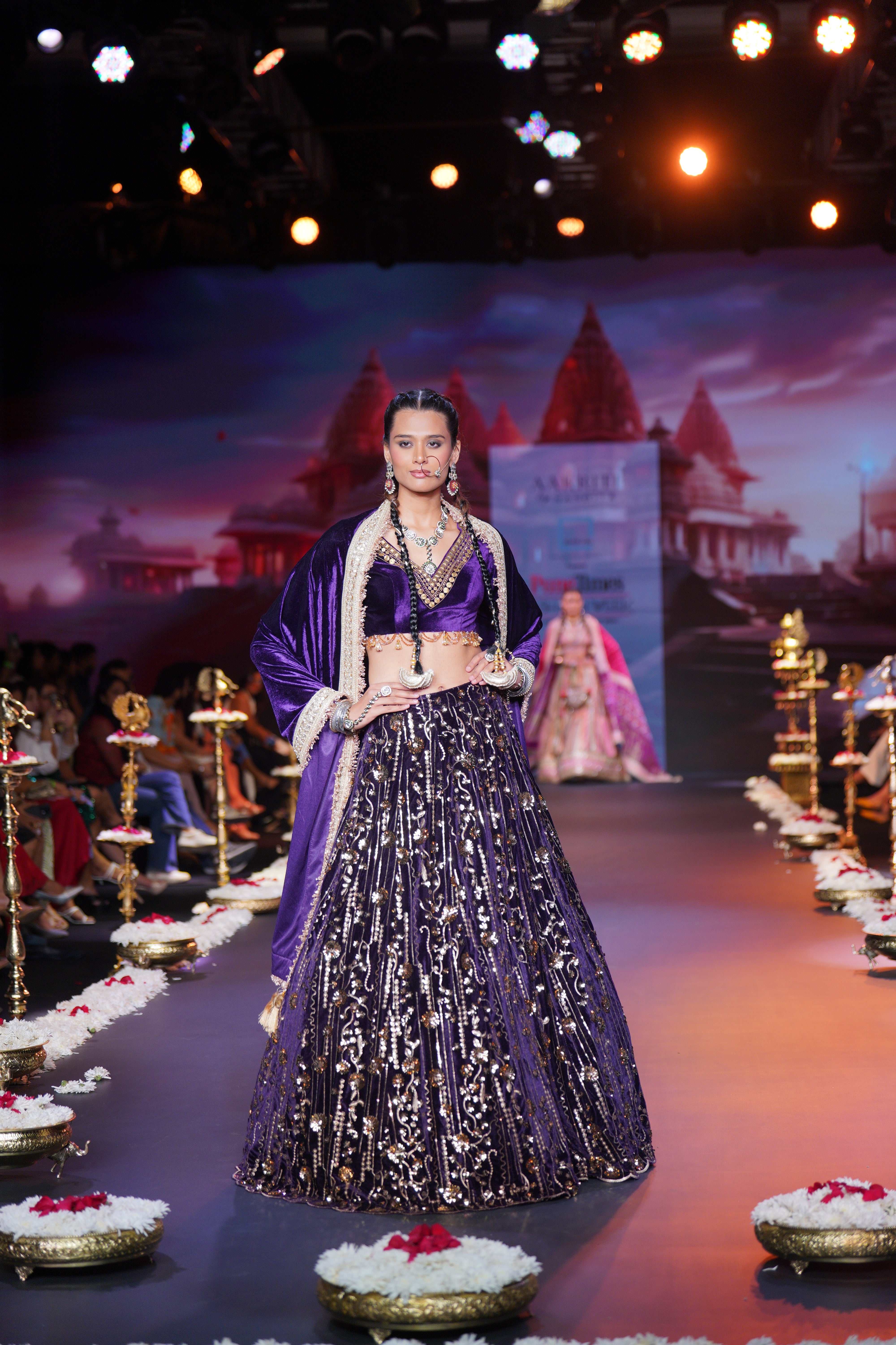 Purple sequin embroidered lehenga set