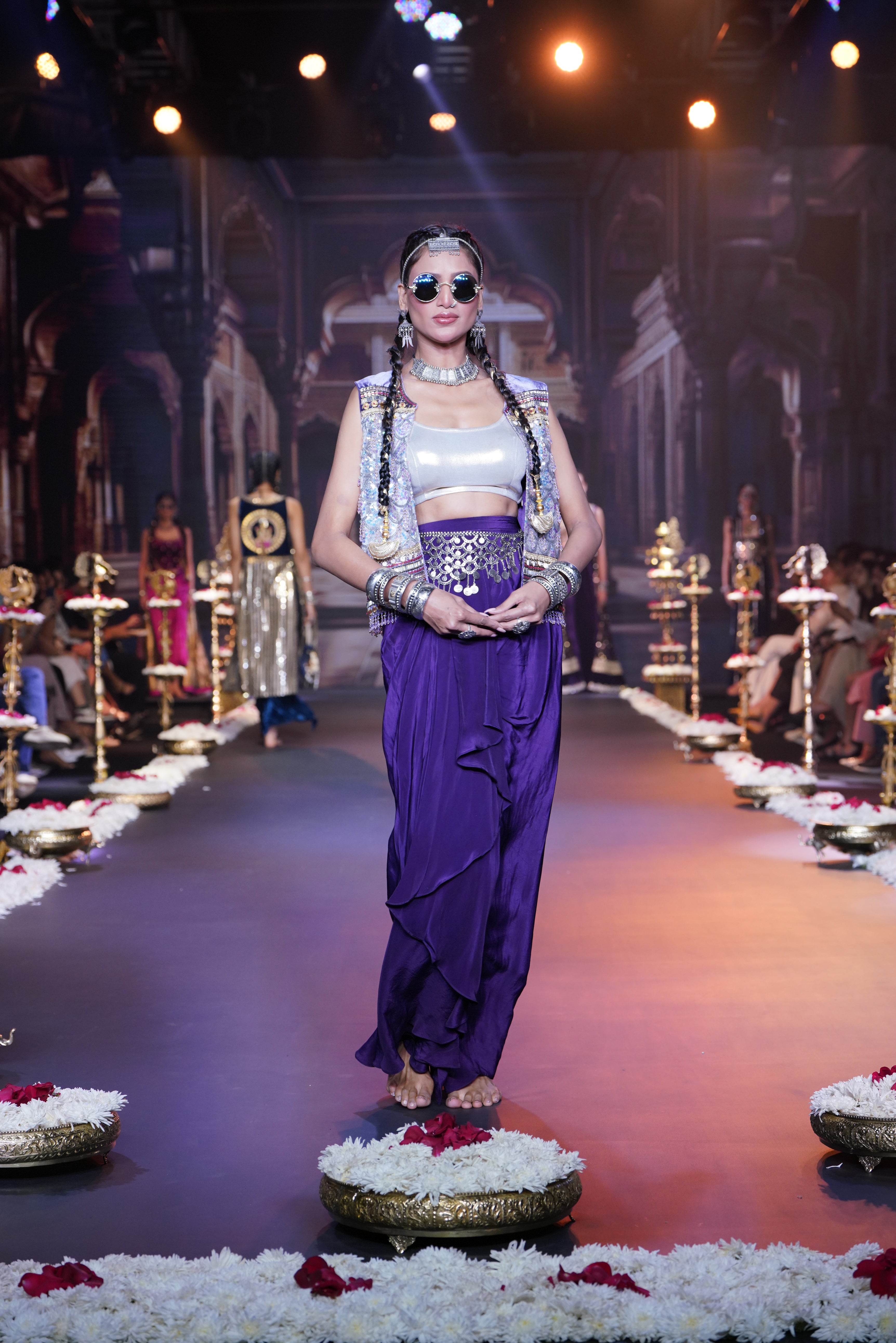 Two tone silver and purple three- piece set
