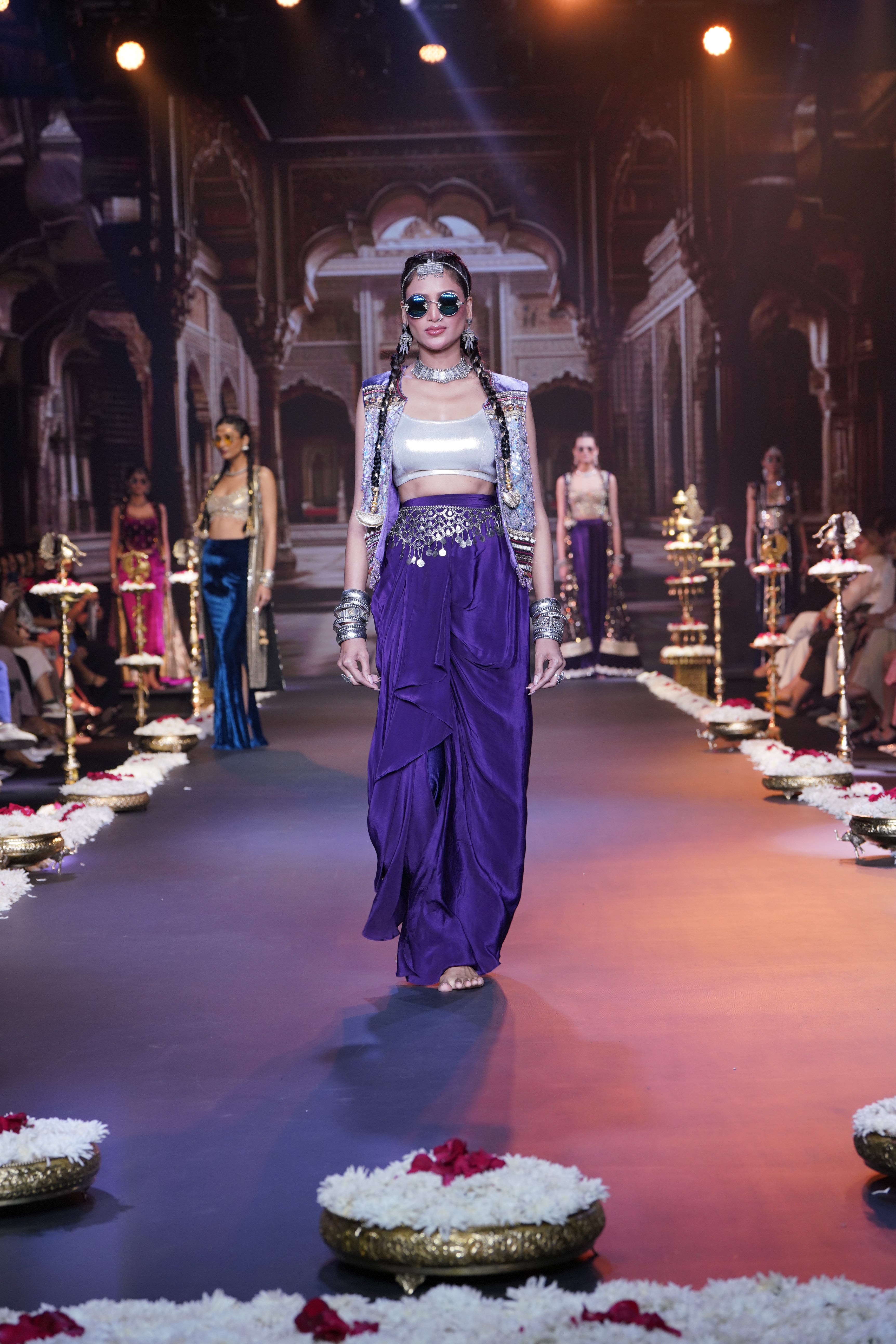 Two tone silver and purple three- piece set