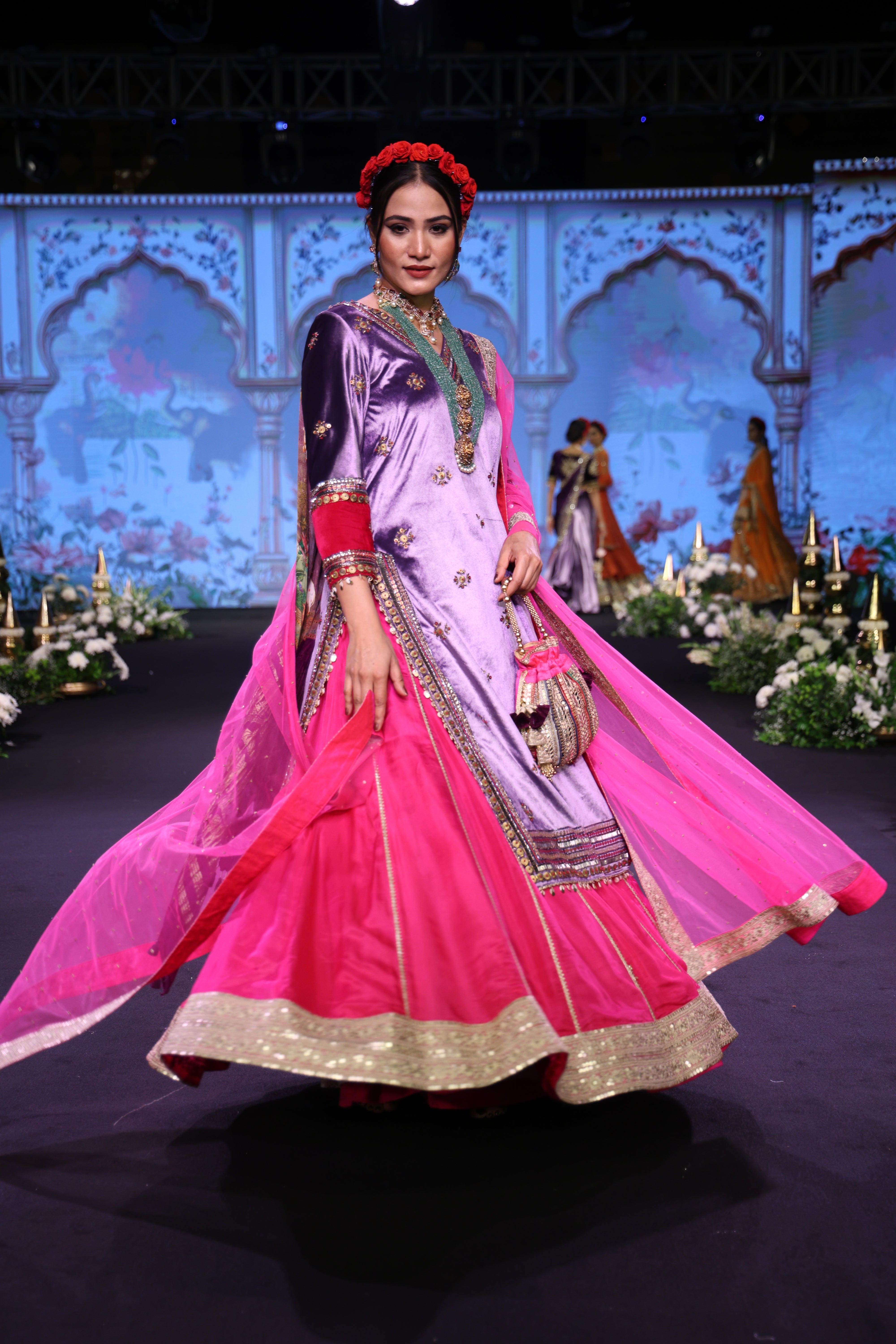 Two toned embroidered lehenga set