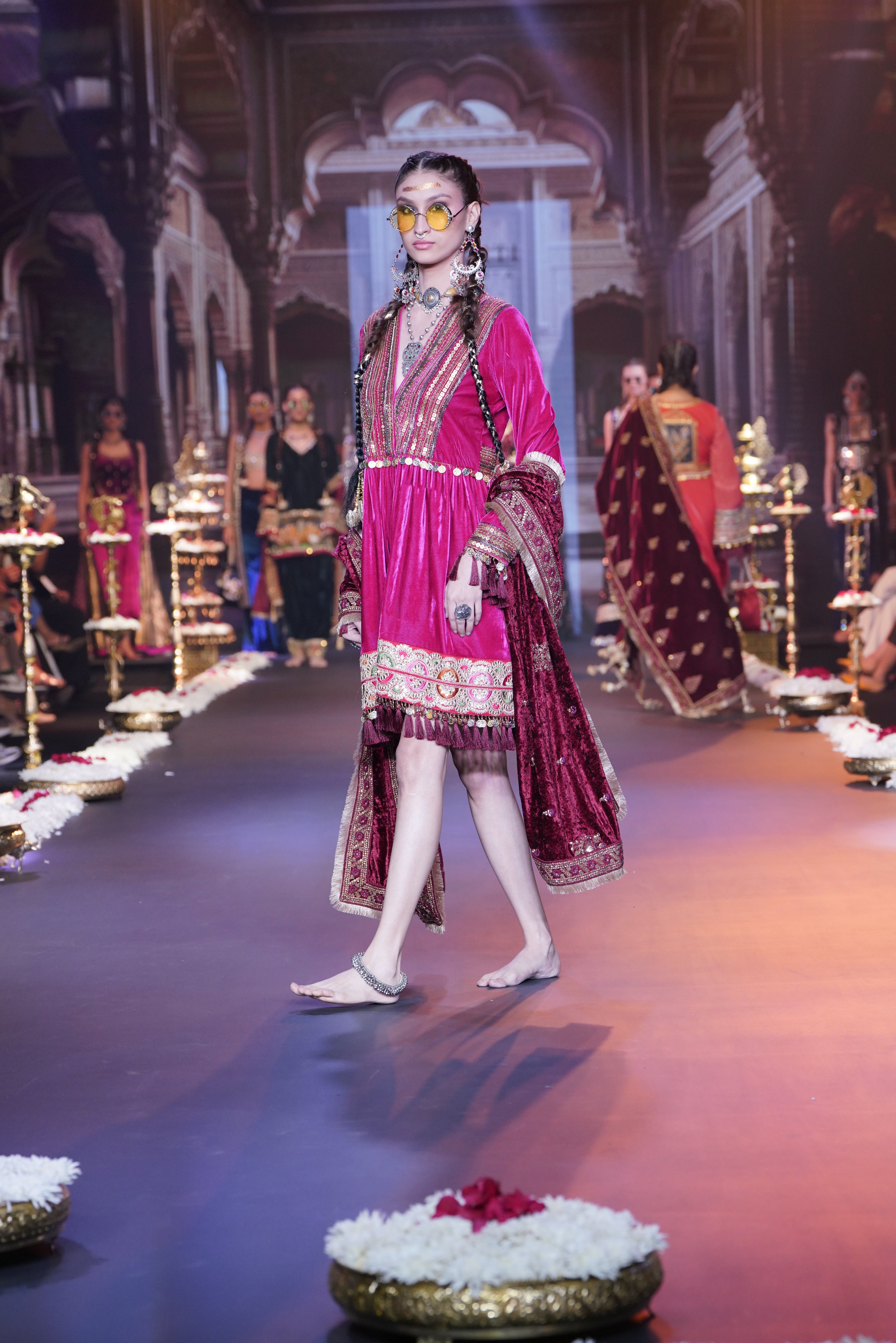 Red dress with laxmiji embroidery at back