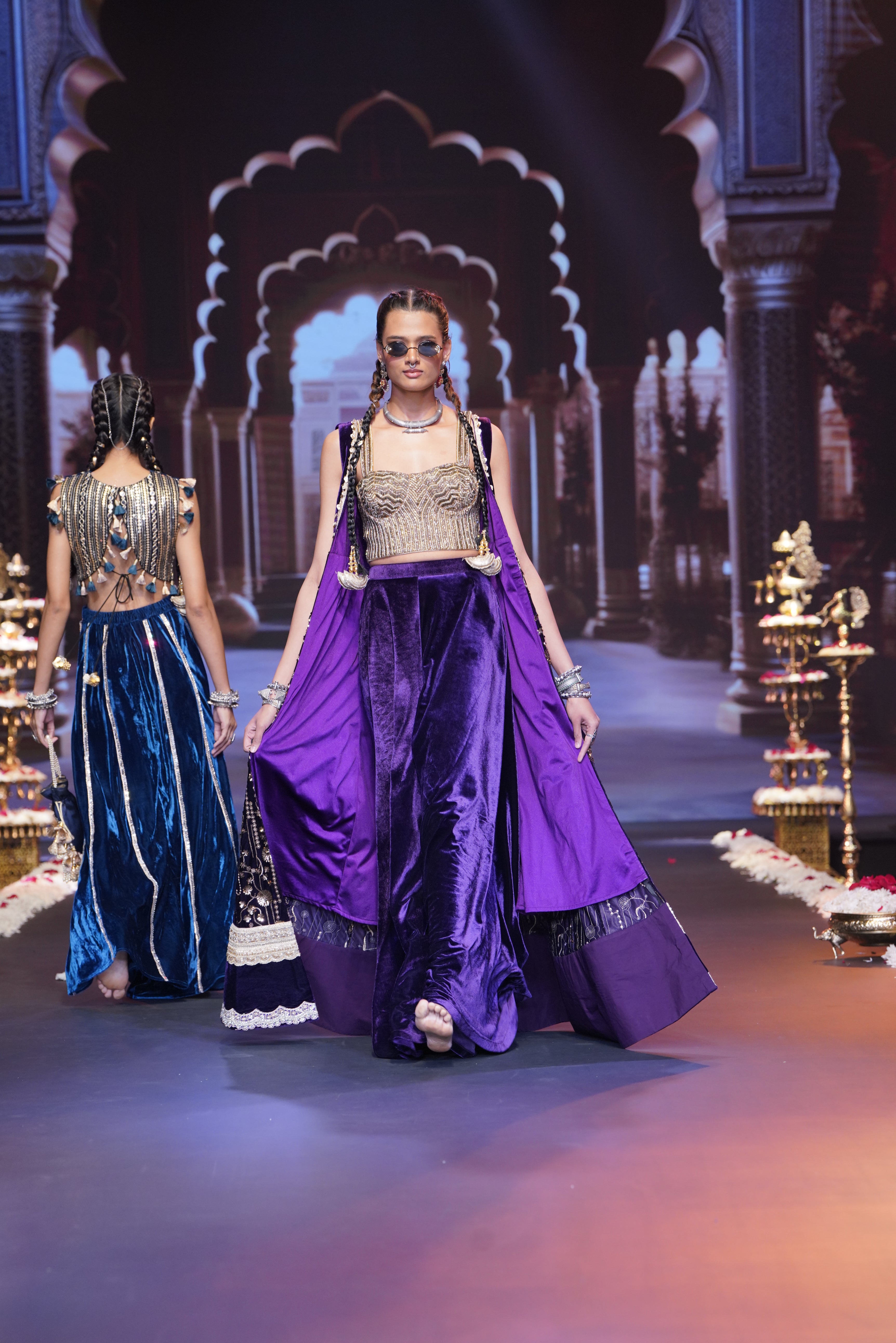 Purple embroidered three – piece set