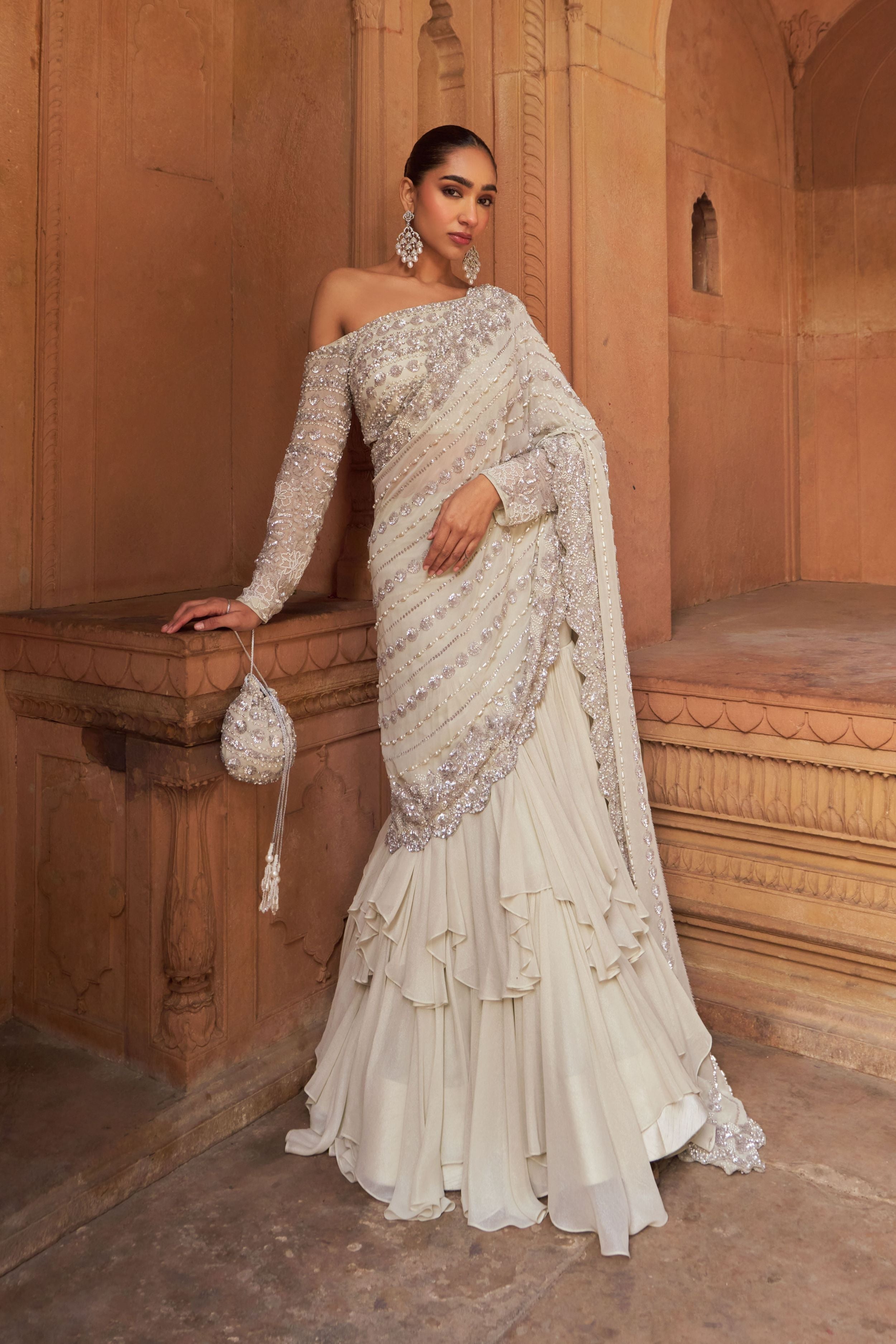 Nargirs Fakhri In BASHAASH SAREE SET