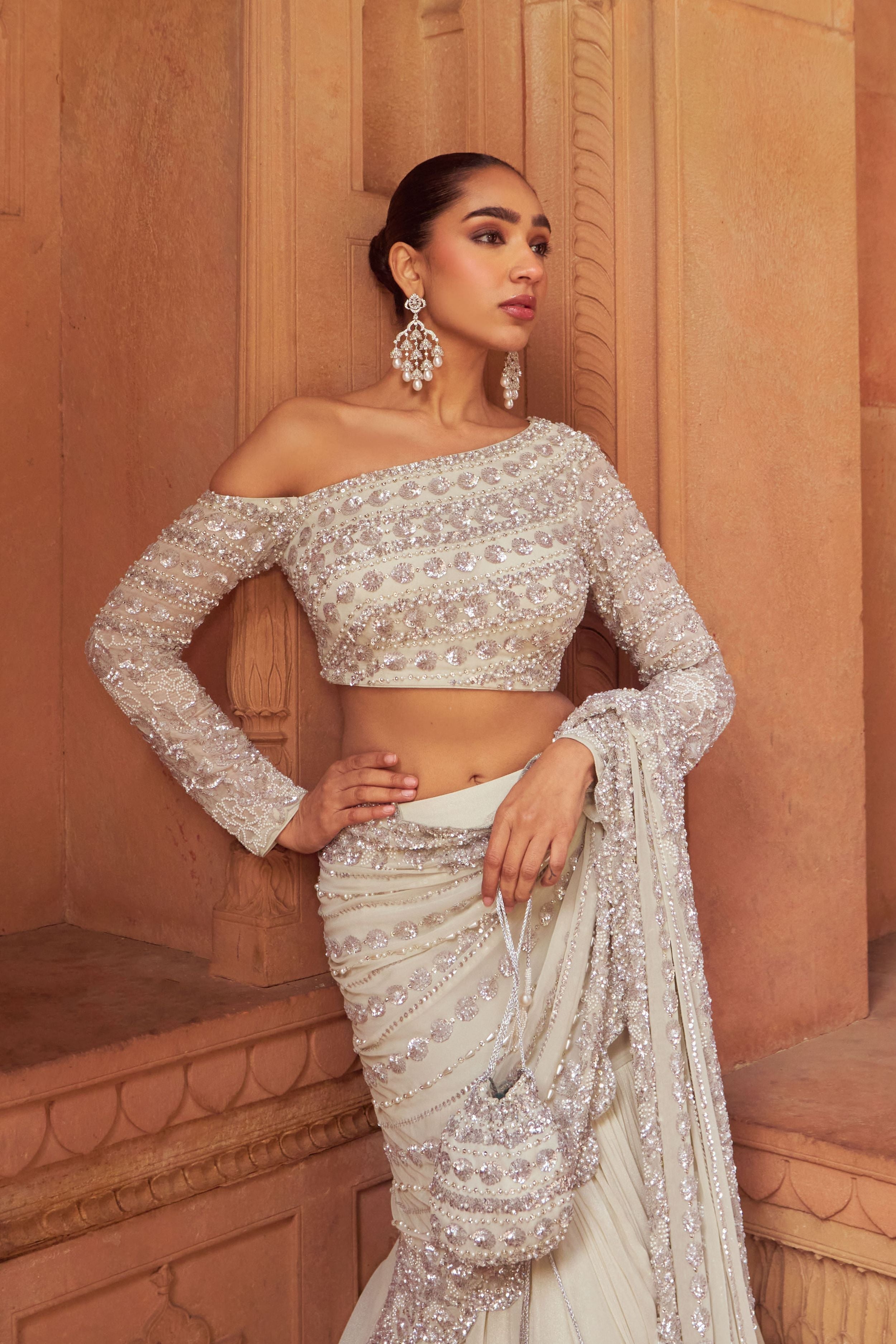 Nargirs Fakhri In BASHAASH SAREE SET