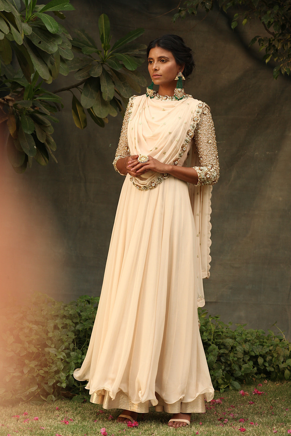 Beiges peach kamadhenu Anarkali Set
