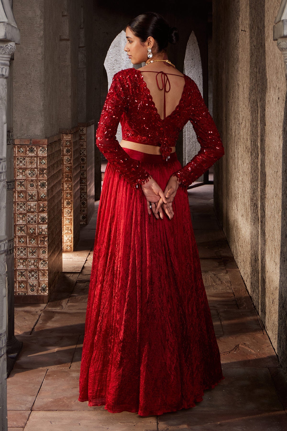Surkh Laal Jalsaa Red Designer Lehenga Set