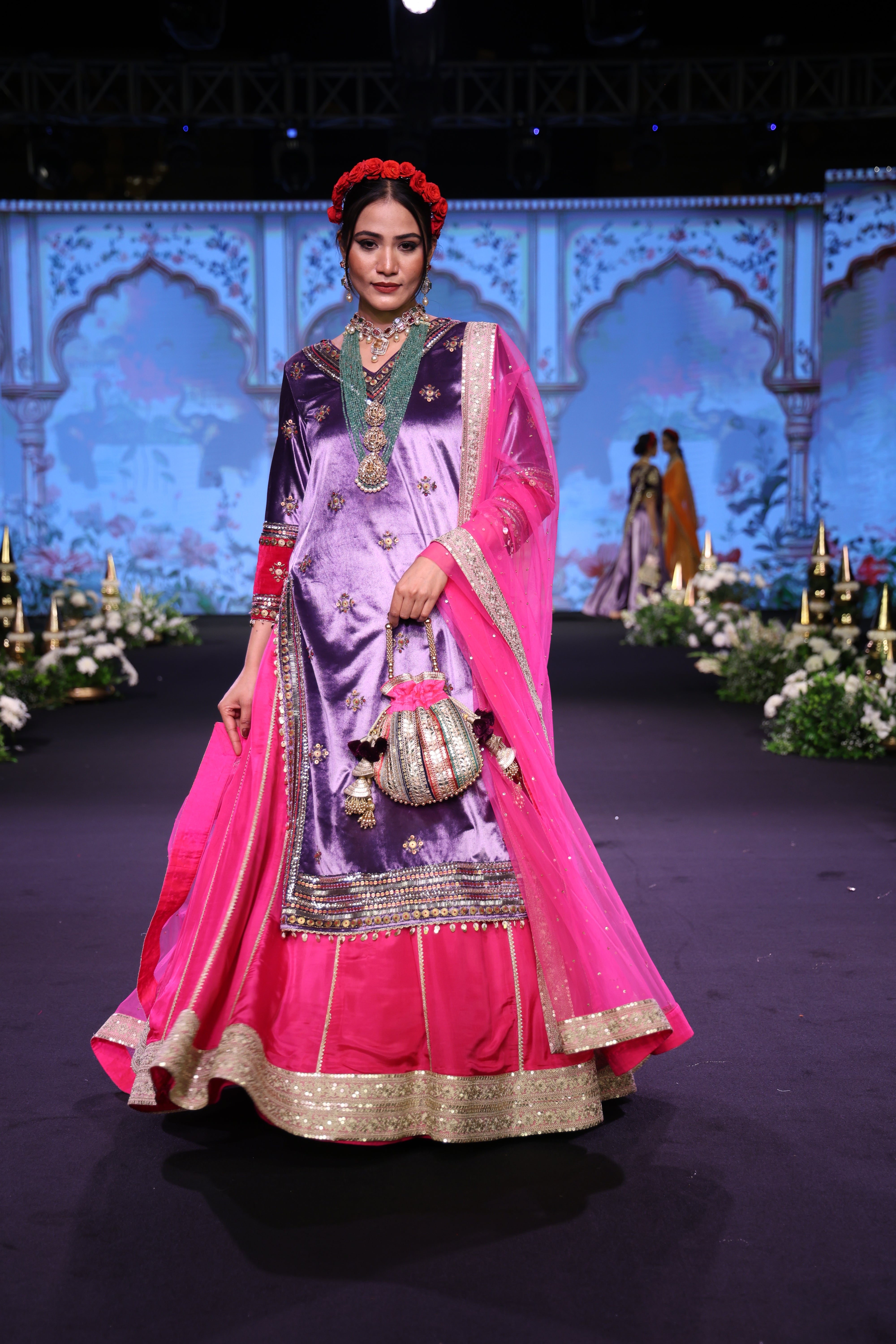 Two toned embroidered lehenga set