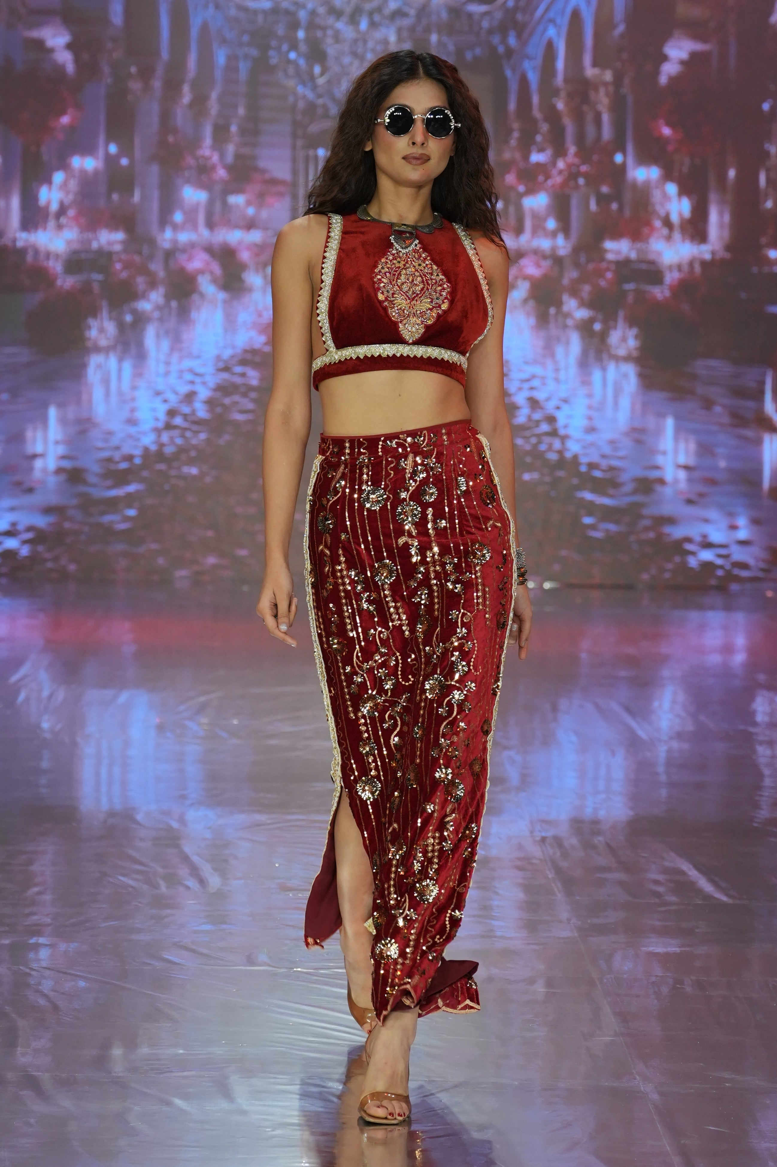 Embroidered Velvet co-ord set