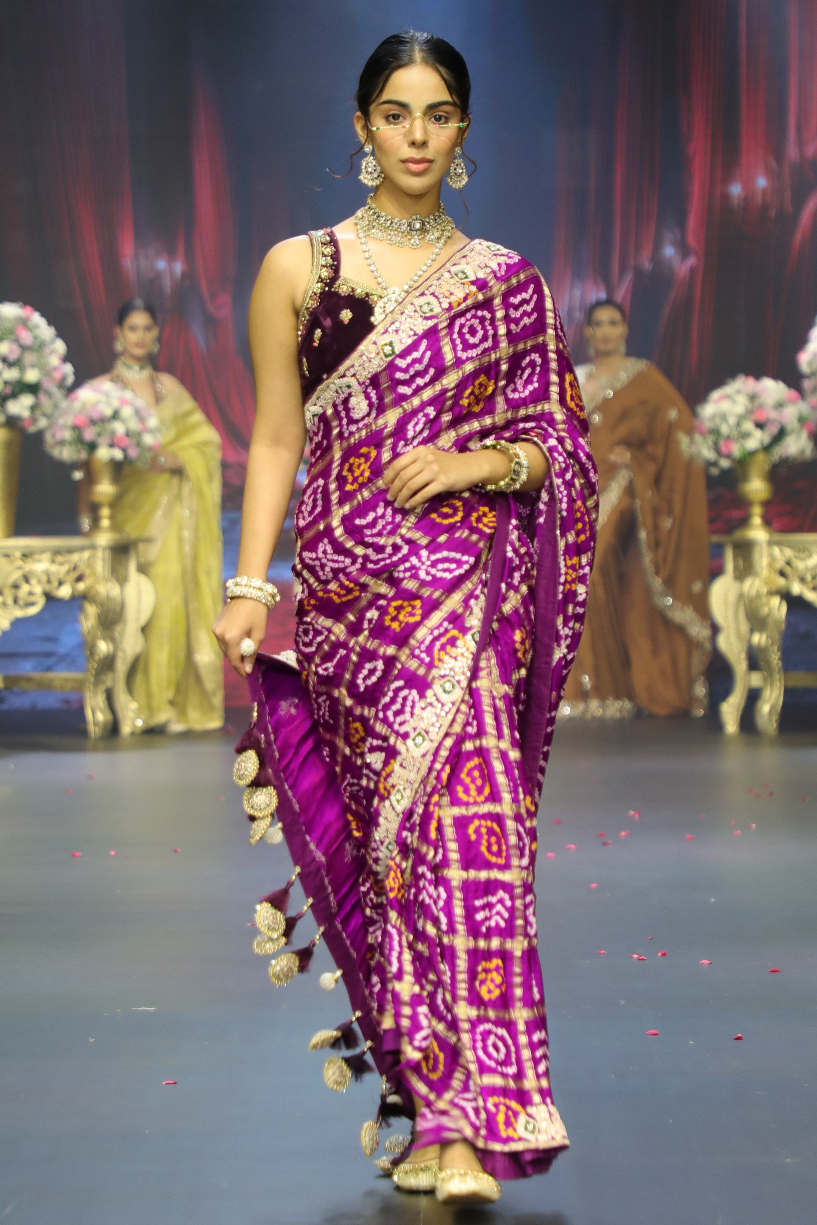 Purple Bandhani Gharchola Saree