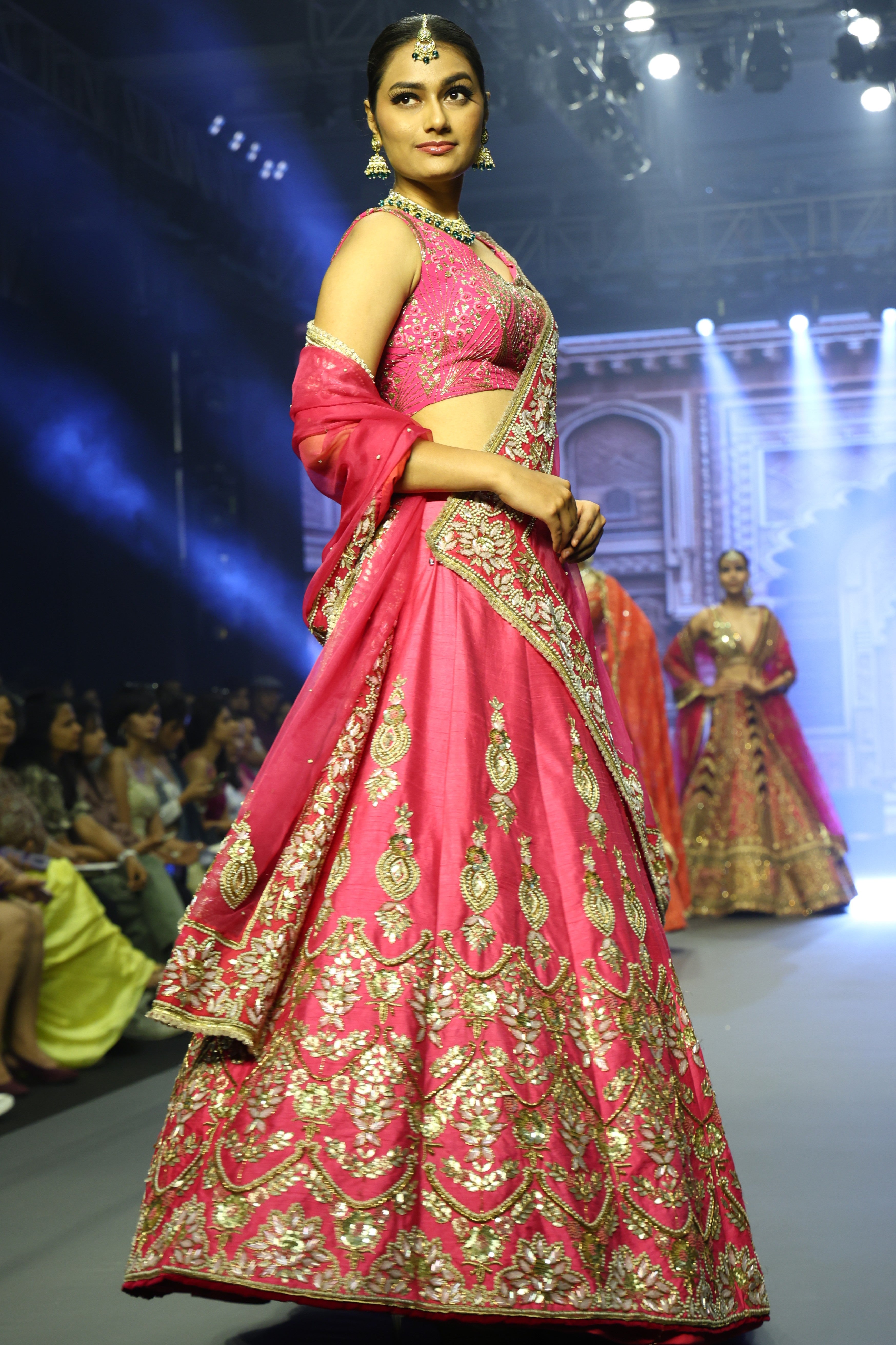 Pink cutdana embroidered lehenga set