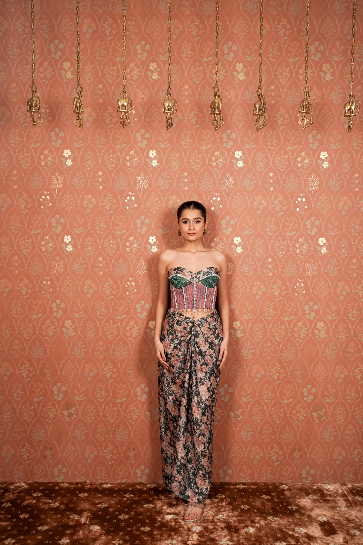 Green Floral Corset Dress