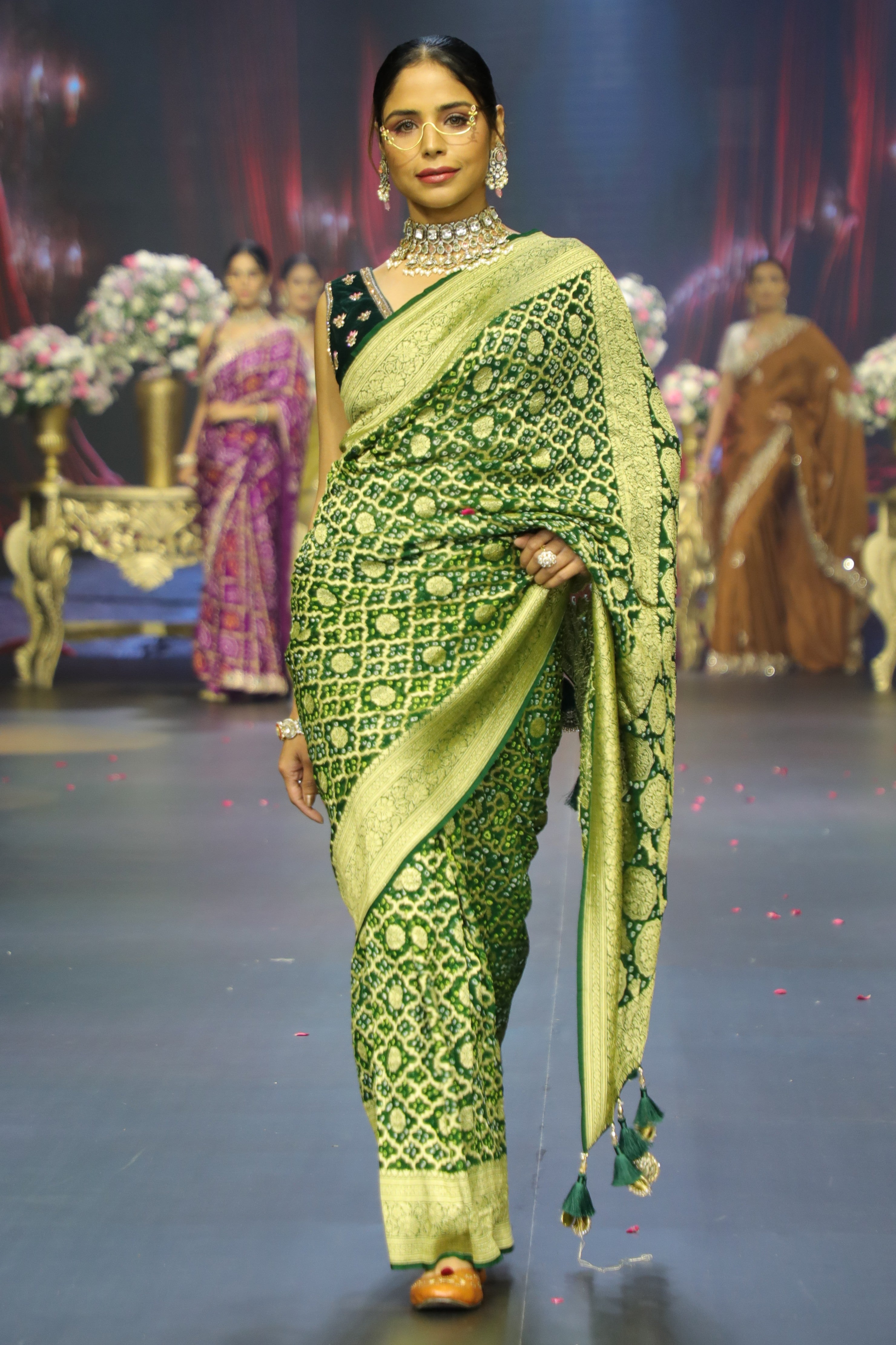 Green Bandhani Saree
