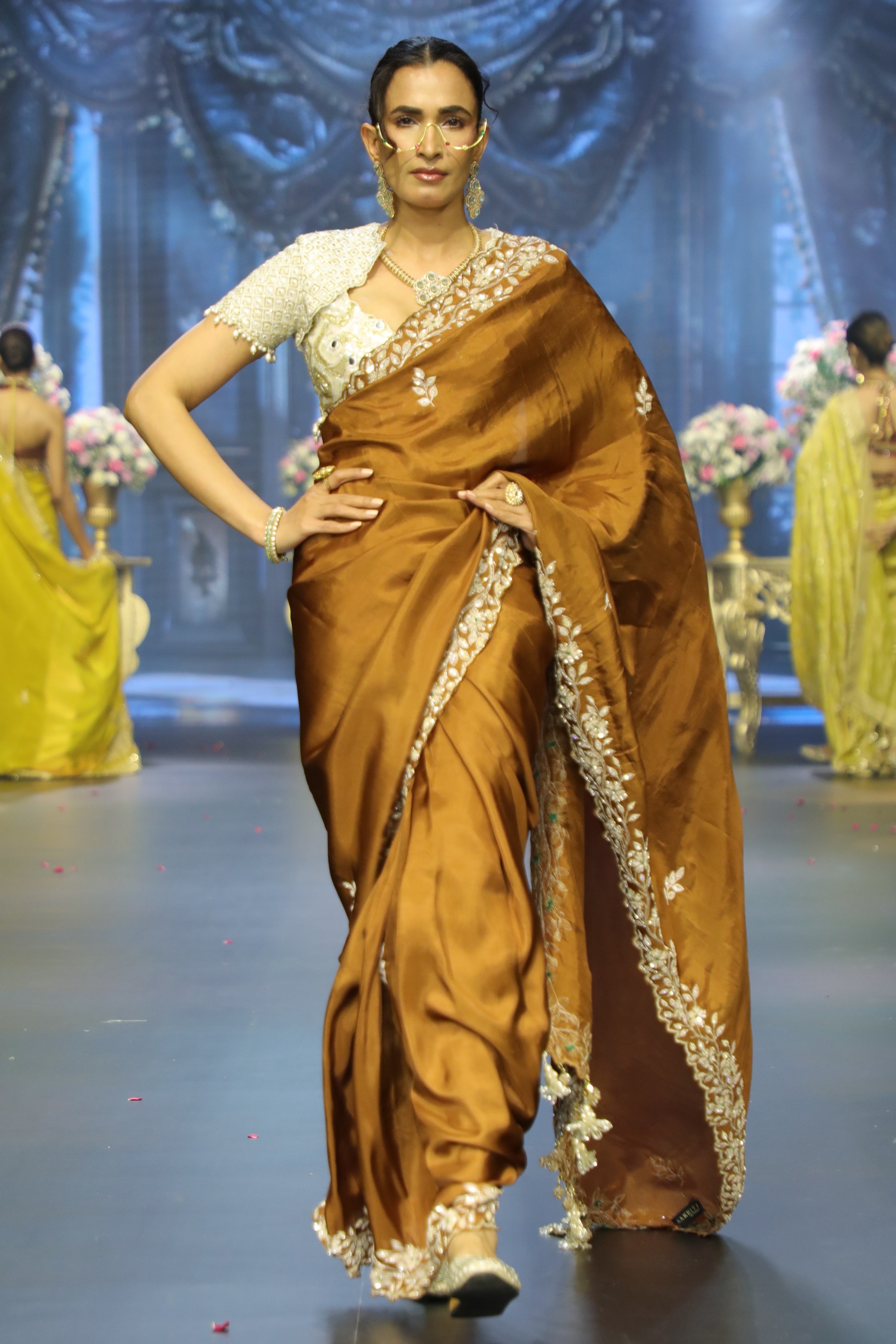 Brown Natural Crepe Saree