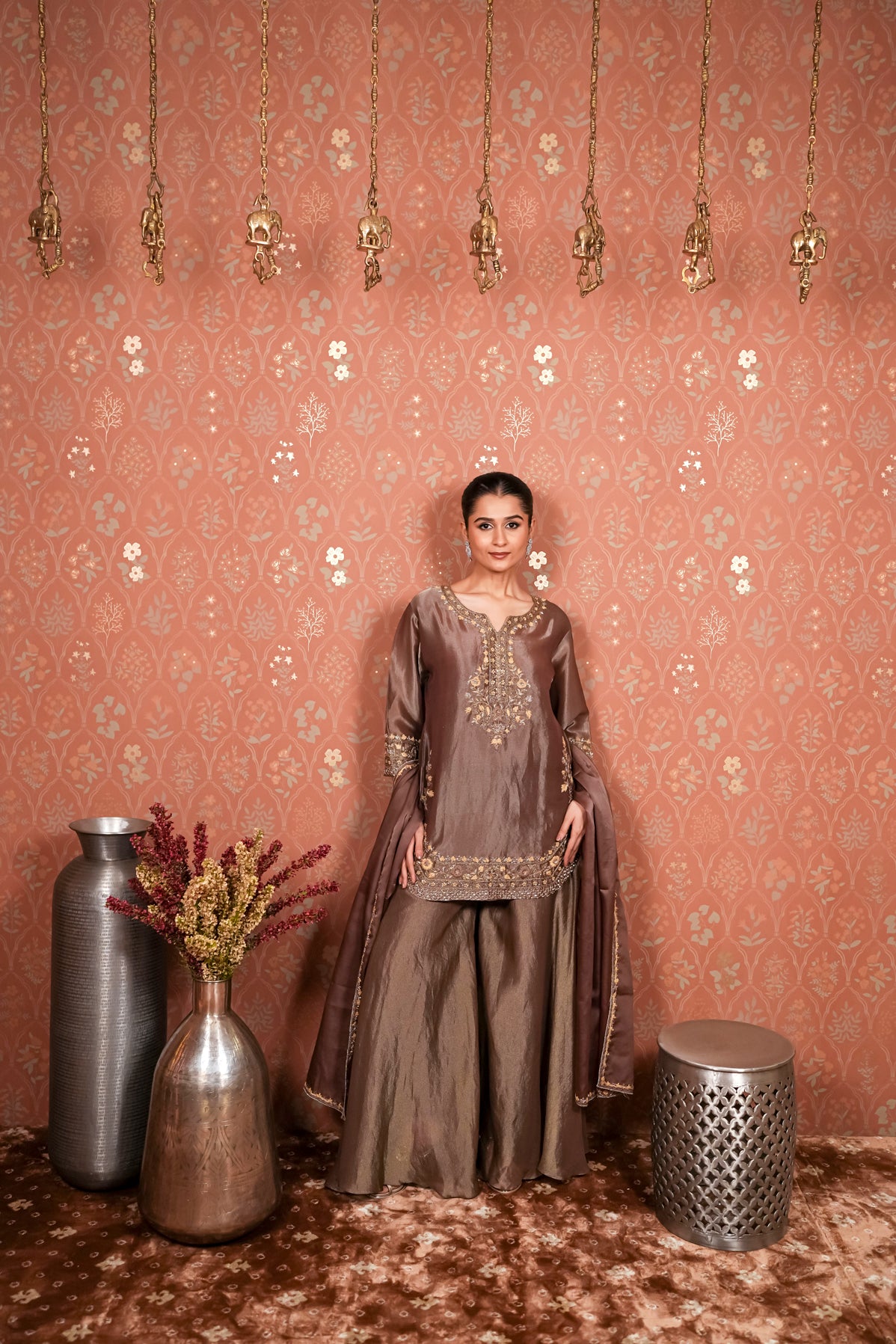 Brown Shimmer Tissue Co-Ord Set