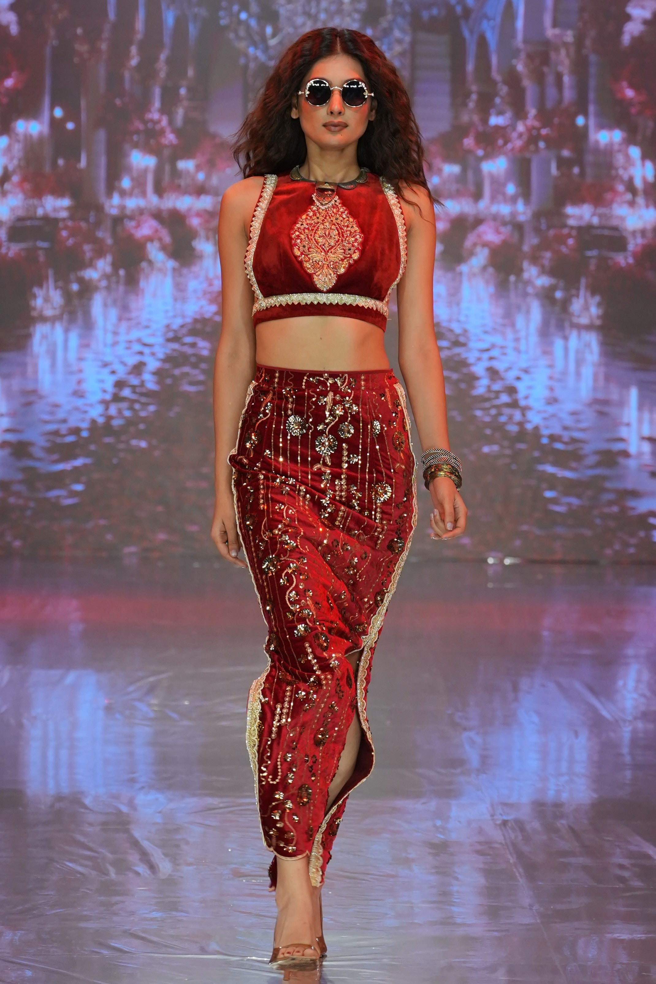 Embroidered Velvet co-ord set